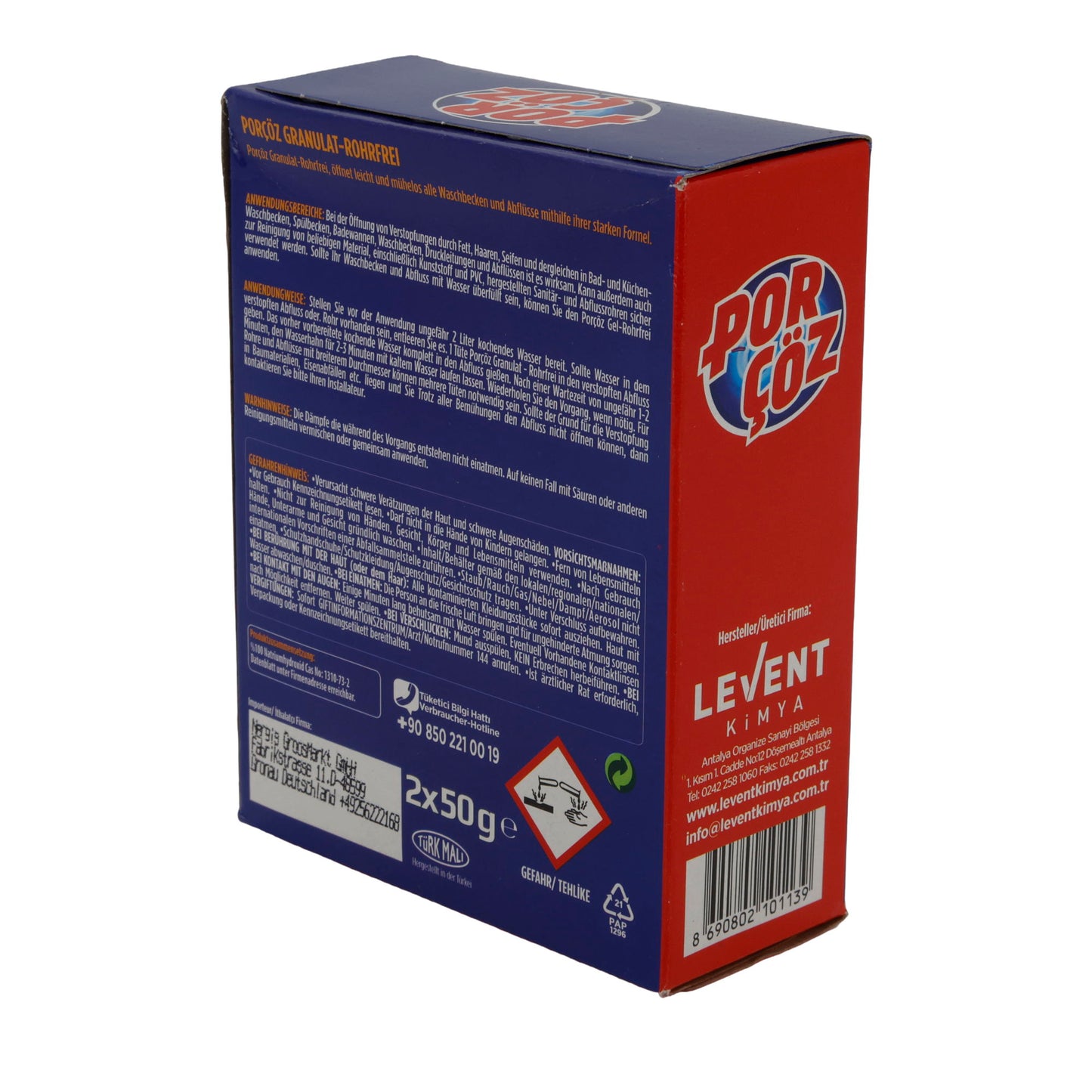 Déboucheur PorÇöz | Extra fort | Granulés contre les obstructions | 2×50 g