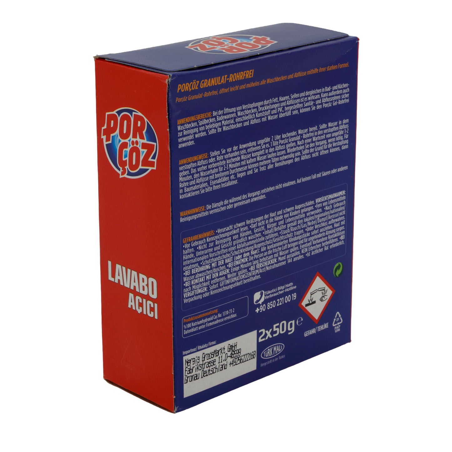 Déboucheur PorÇöz | Extra fort | Granulés contre les obstructions | 2×50 g