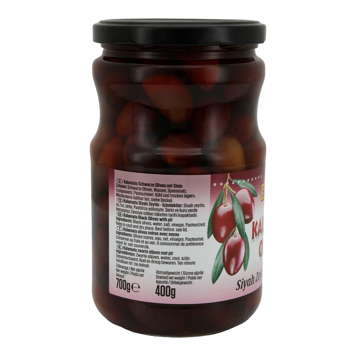 Kalamata Oliven Suntat | Mit Stein | Griechische Kalamata-Oliven | 700 g SUNTAT