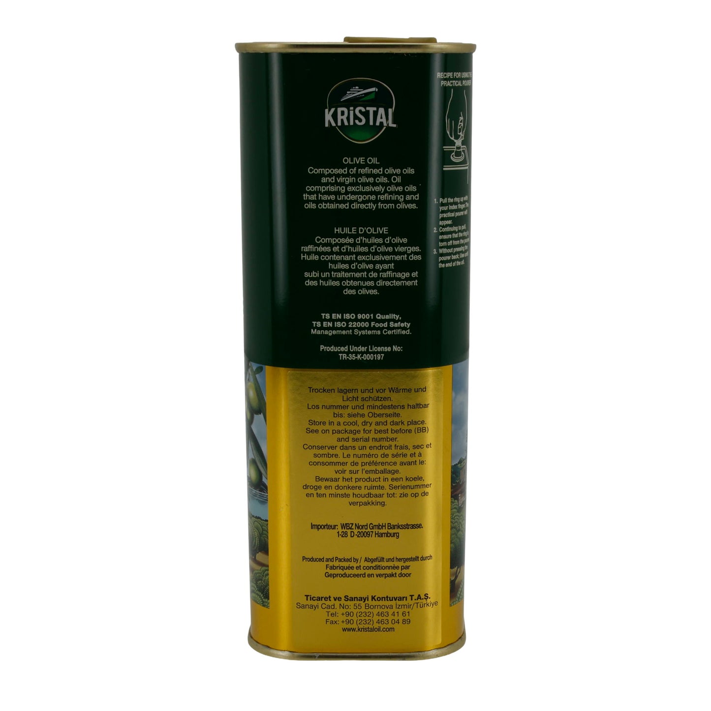 Öl Kristal | Huile d'olive | Mélange raffiné & vierge | 1000 ml