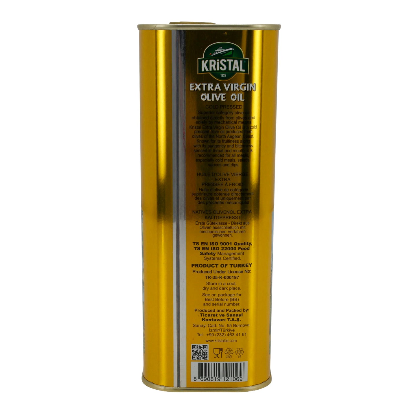 Olive Oil Kristal | Extra Virgin Oil | Cold Pressed, from Turkey | 1000 ml