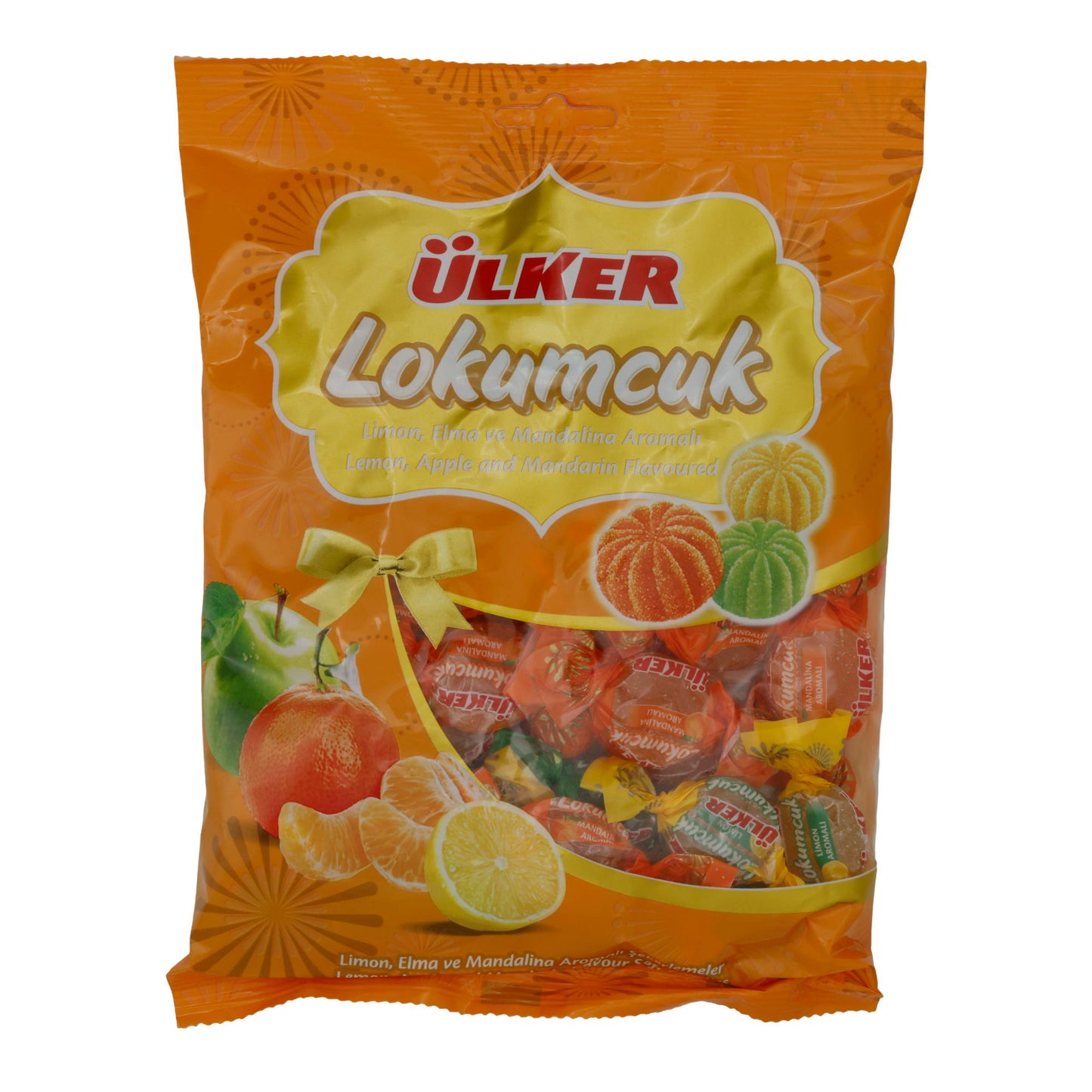 Bonbons Ülker Lokumcuk | Süßigkeit | mit Zitrusfruchtgeschmack (Limonen, Apfel, Mandarine) | 225 g