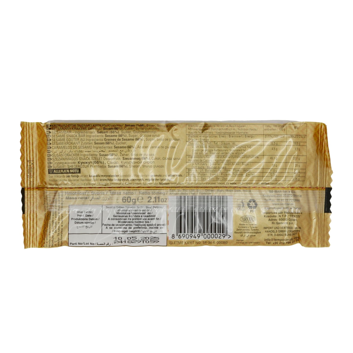 Sesamcracker Tempo | Snack | Knusprig, Sesamgenuss | 60 g TEMPO