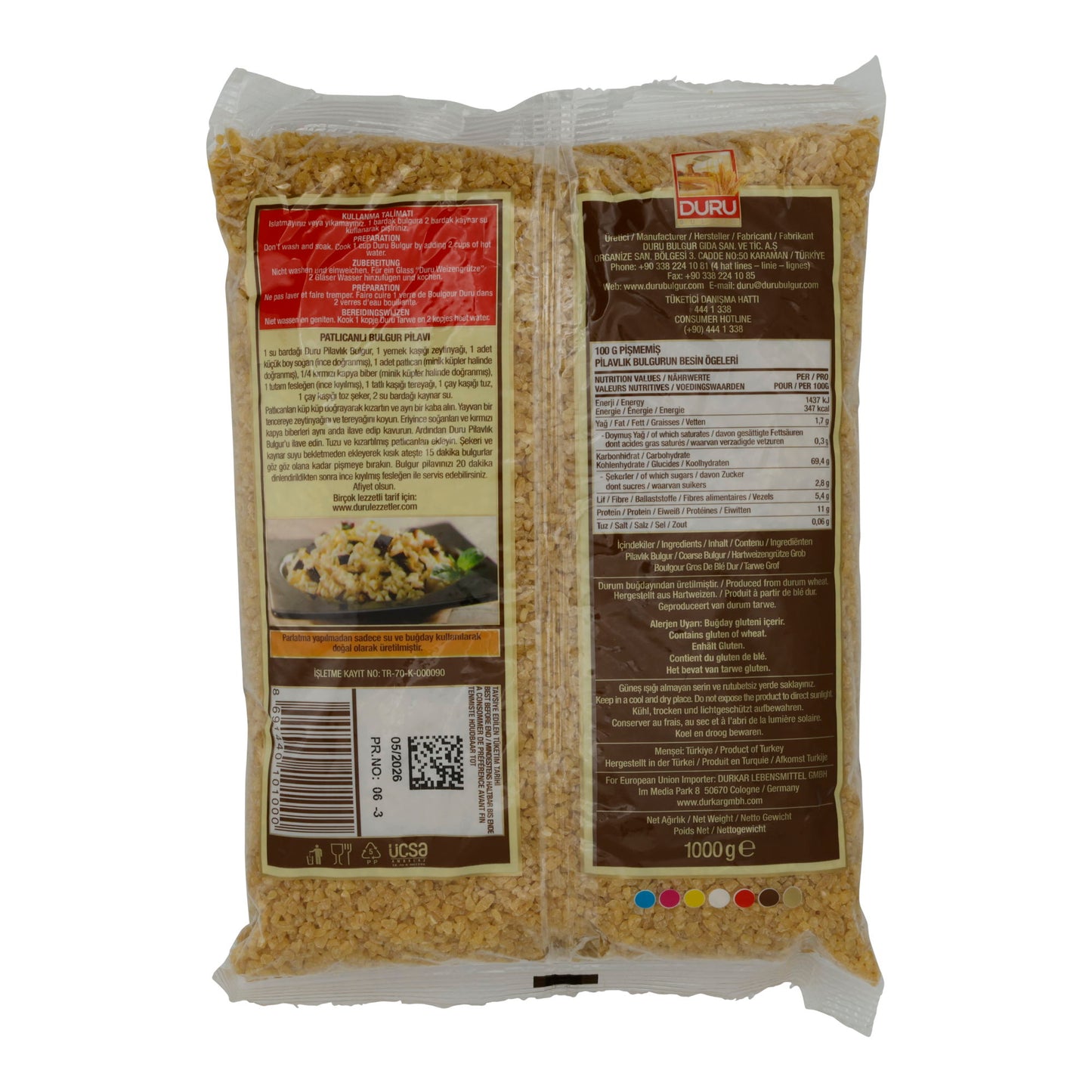 Bulgur Duru Pilavlik | aromatisch | Grof van harde tarwe voor traditionele gerechten | 1 kg