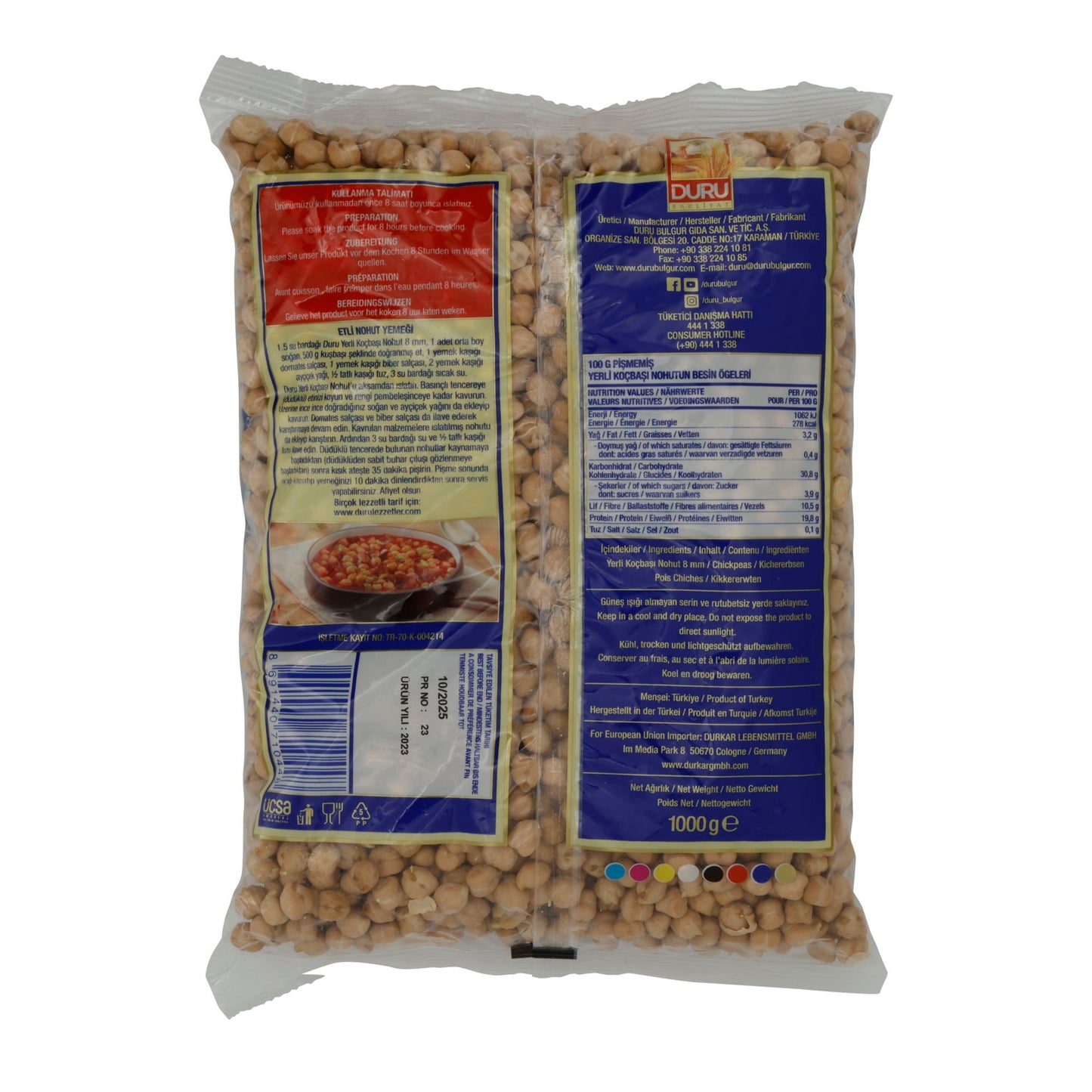 Kichererbsen Duru | Yerli Koçbaşı Nohut | aus der Türkei, 8 mm | 1000 g DURU BAKLIYAT