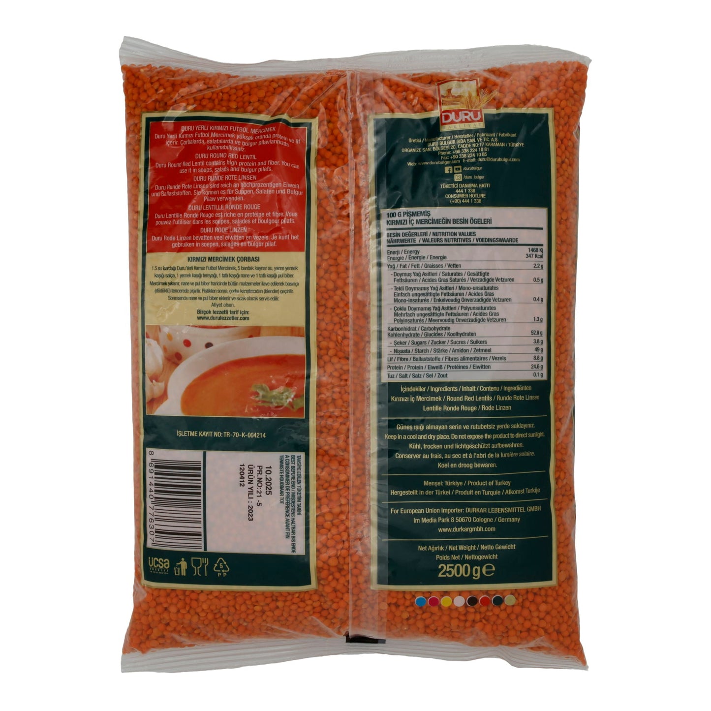 Linsen Duru | Runde Rote | Nährstoffreich & vielseitig | 2500g DURU