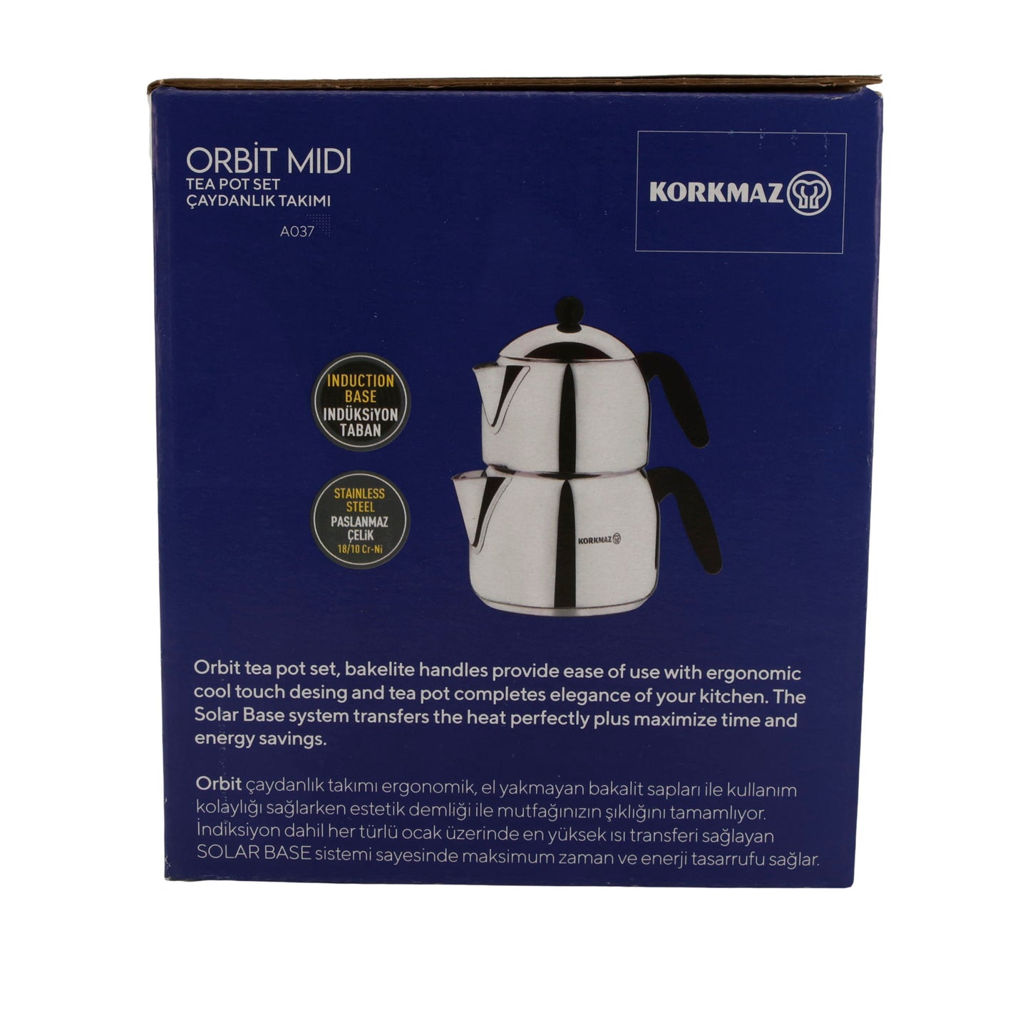 Korkmaz Orbit Midi Teekannen-Set – 3-teilig (0,7 L & 1,4 L) Edelstahl 18/10