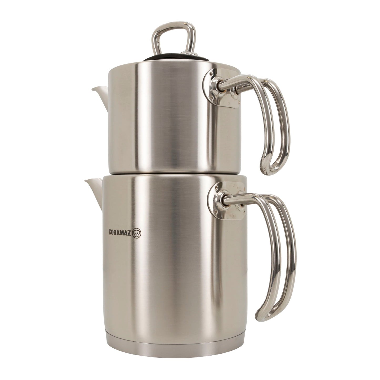 Korkmaz Proline Edelstahl Çaydanlık Teekanne Set – 2-teilig (1,2 L + 1,8 L) – Teekocher Induktion Korkmaz