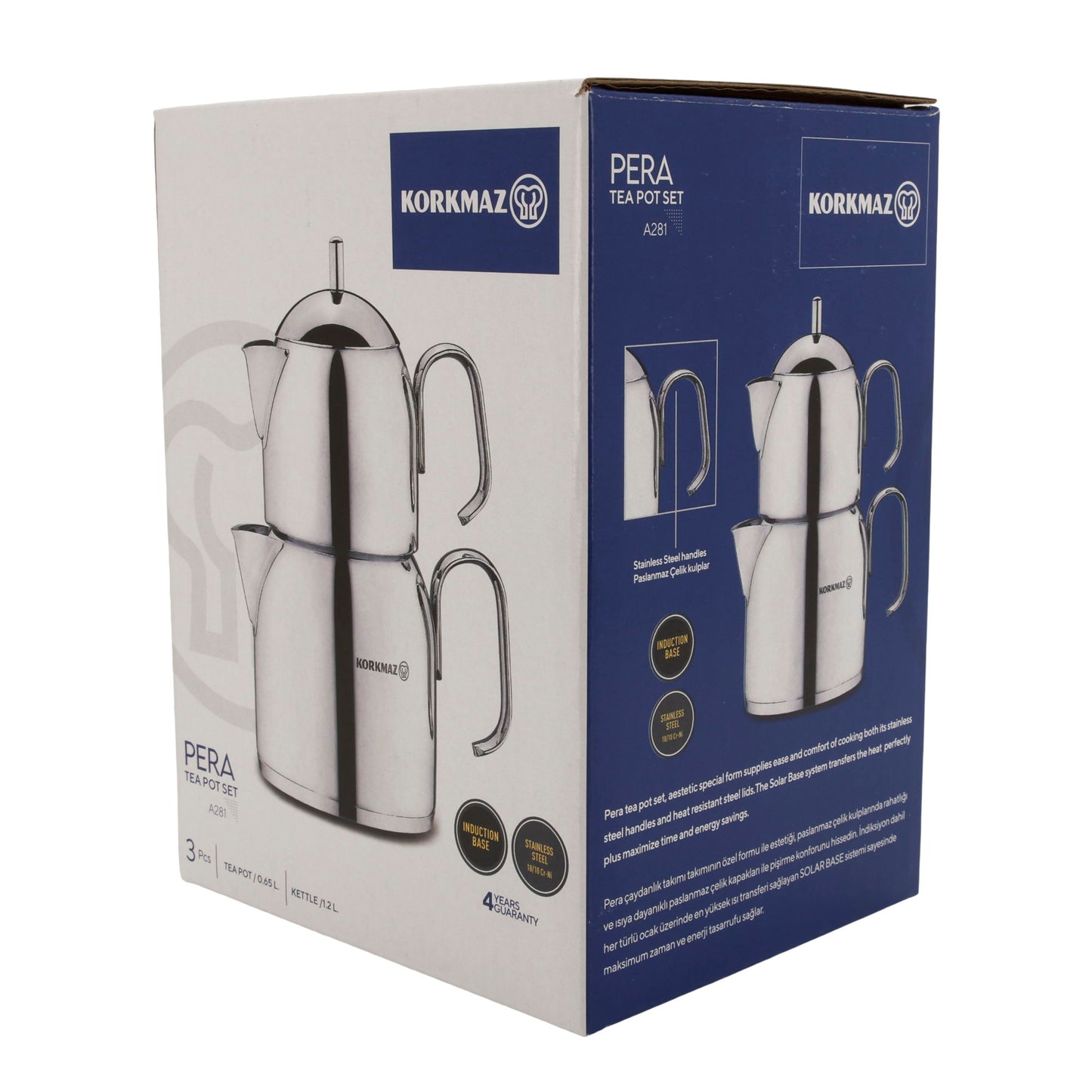 Korkmaz Pera Teekannen-Set A281 – 3-teilig, Edelstahl, induktionsgeeignet