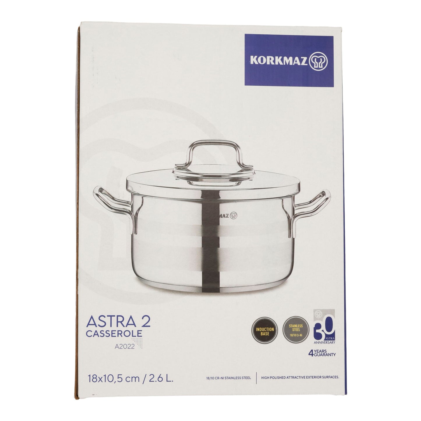 Korkmaz Astra 2 Edelstahl Kochtopf – 18 cm / 2,6 Liter – Topf mit Deckel, Induktionsgeeignet