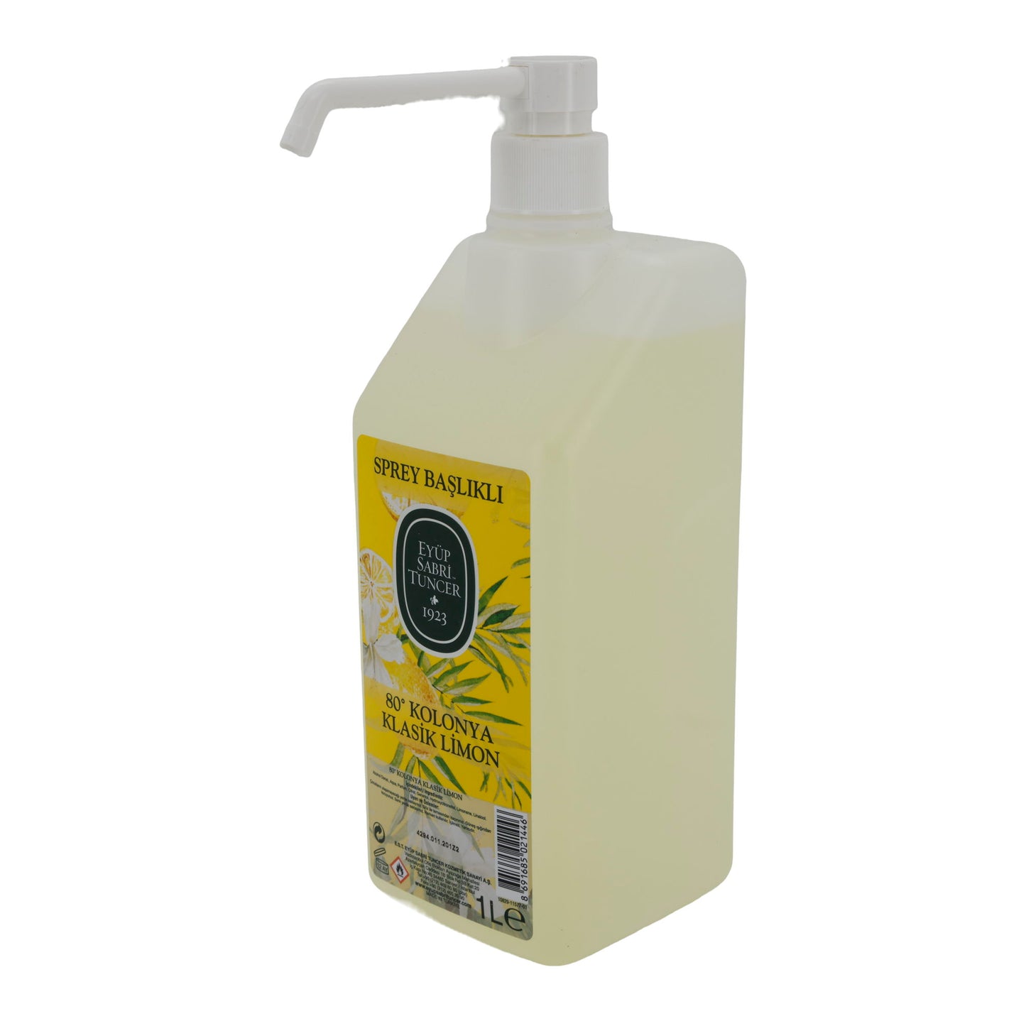 Kolonya Eyüp Sabri Tuncer 80° | Kolonya | Klassik Zitrone mit Sprühkopf | 1 l