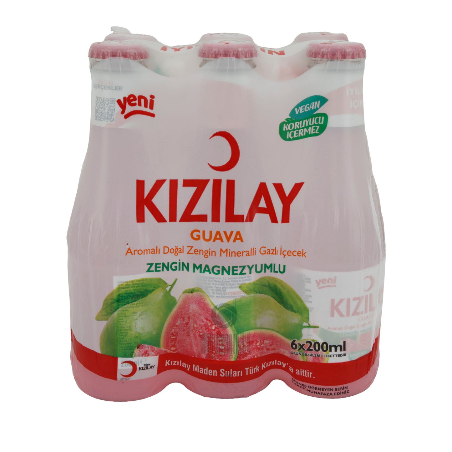 Mineralwasser Kızılay | Guava | Guava aromalı maden suyu, C vitamini ile zenginleştirilmiş | 6 × 200 ml