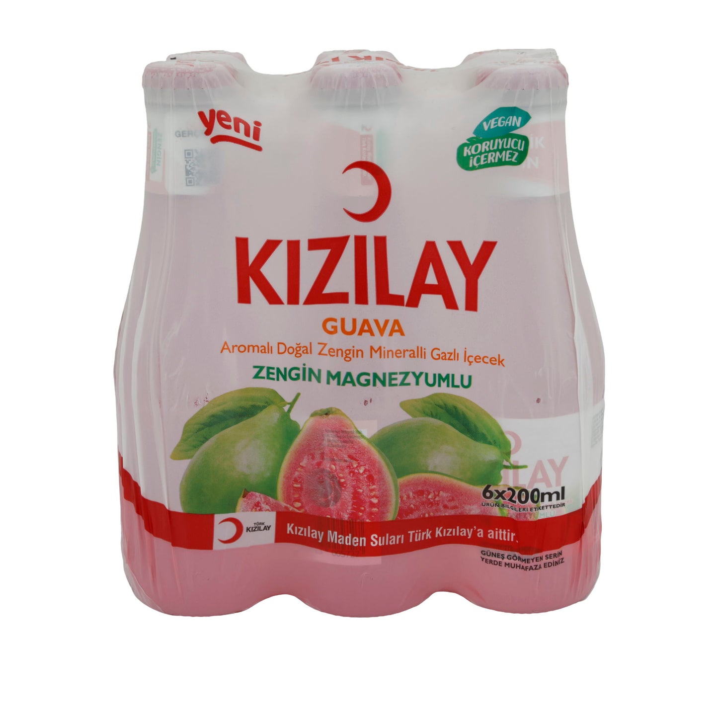 Mineralwasser Kızılay | Guava | Guava aromalı maden suyu, C vitamini ile zenginleştirilmiş | 6 × 200 ml