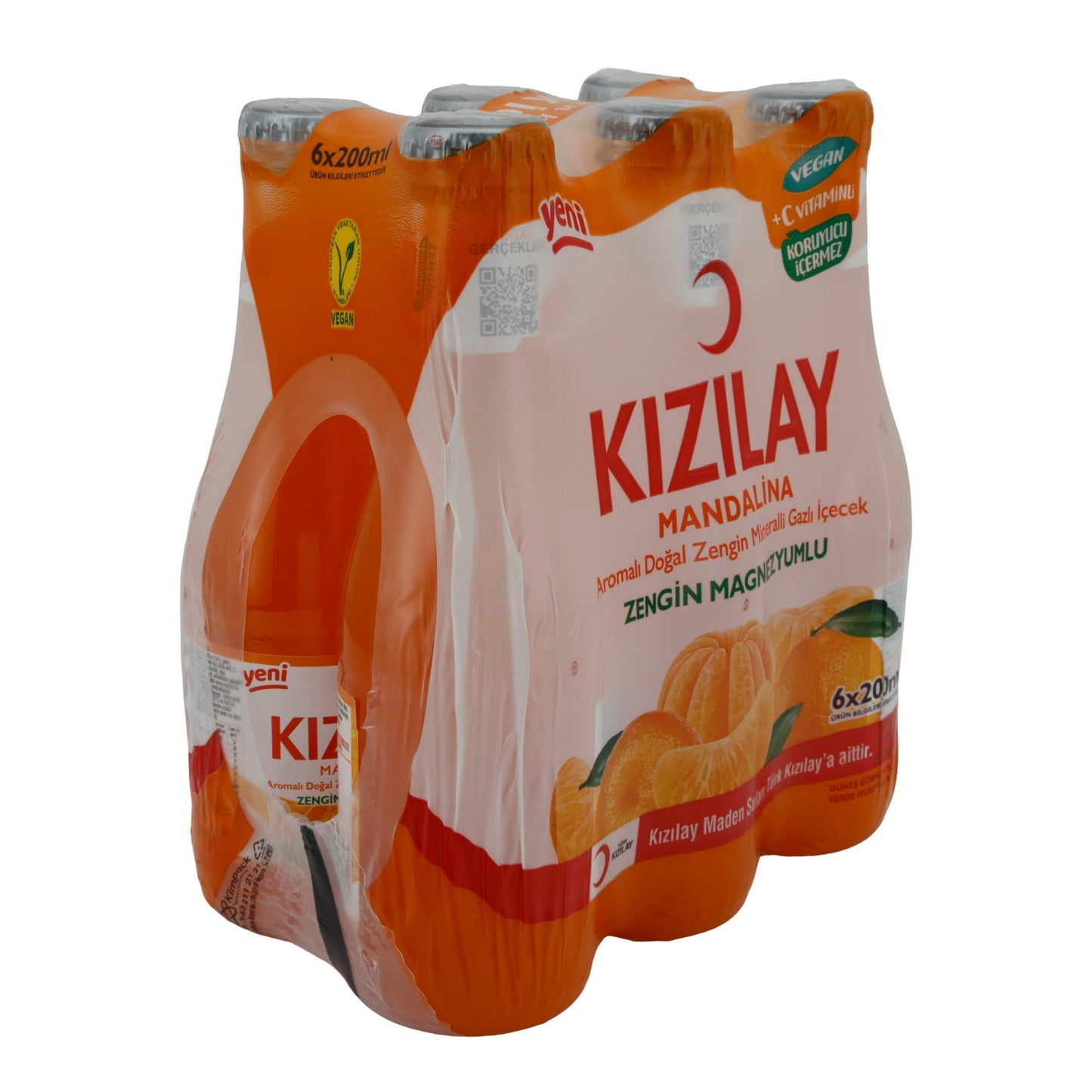 Mineralwasser Kızılay | Mandarinen-Geschmack | Angereichert mit Vitamin C | 6 x 200 ml KIZILAY