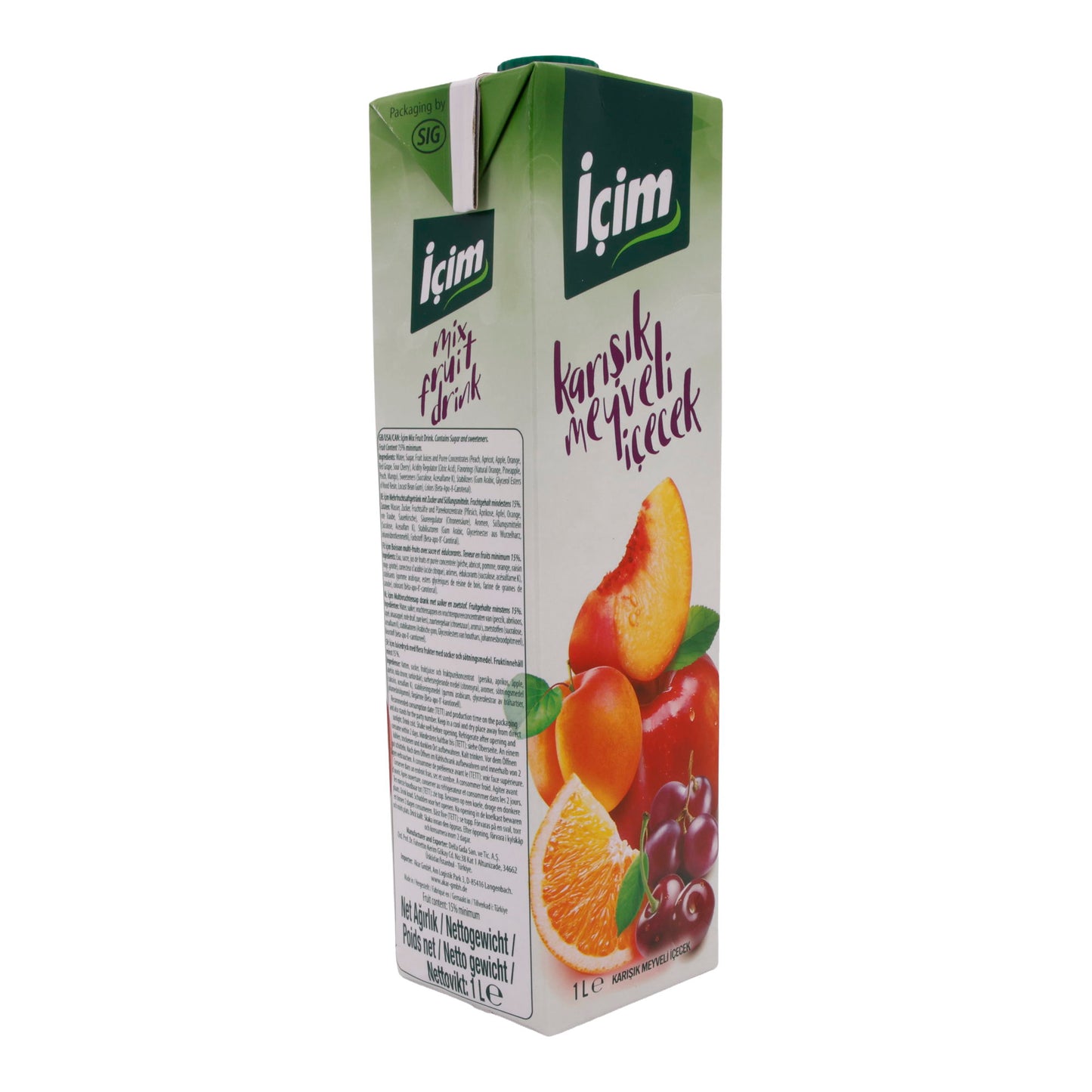 Mehrfruchtsaft İçim | Karışık Meyve İçeceği | Ferahlatıcı, her durum için | 1 L