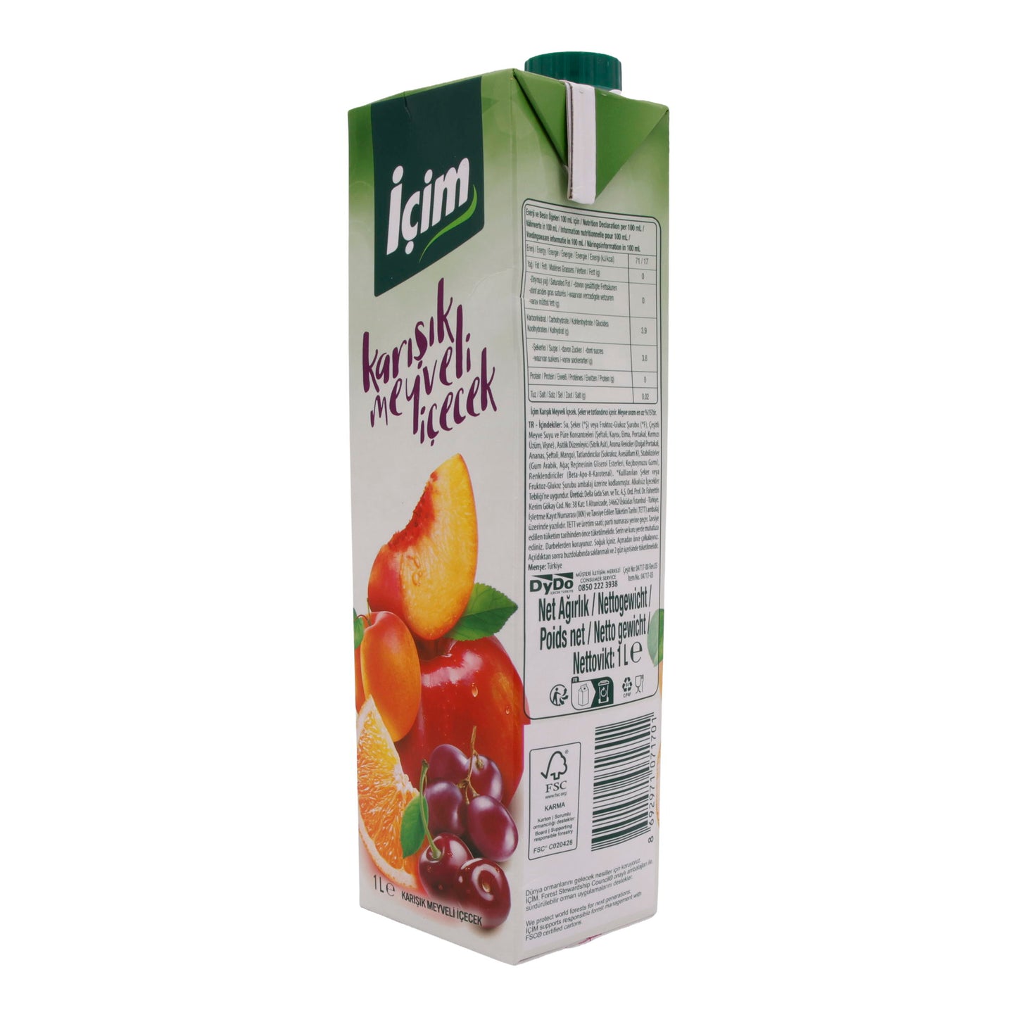Mehrfruchtsaft İçim | Karışık Meyve İçeceği | Ferahlatıcı, her durum için | 1 L