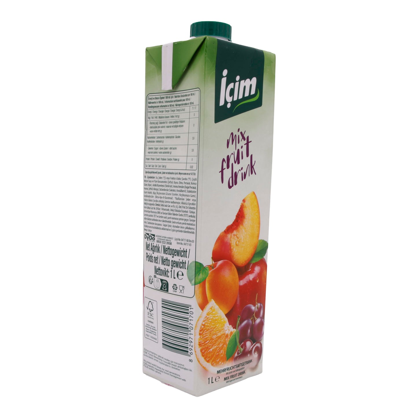 Mehrfruchtsaft İçim | Karışık Meyve İçeceği | Ferahlatıcı, her durum için | 1 L