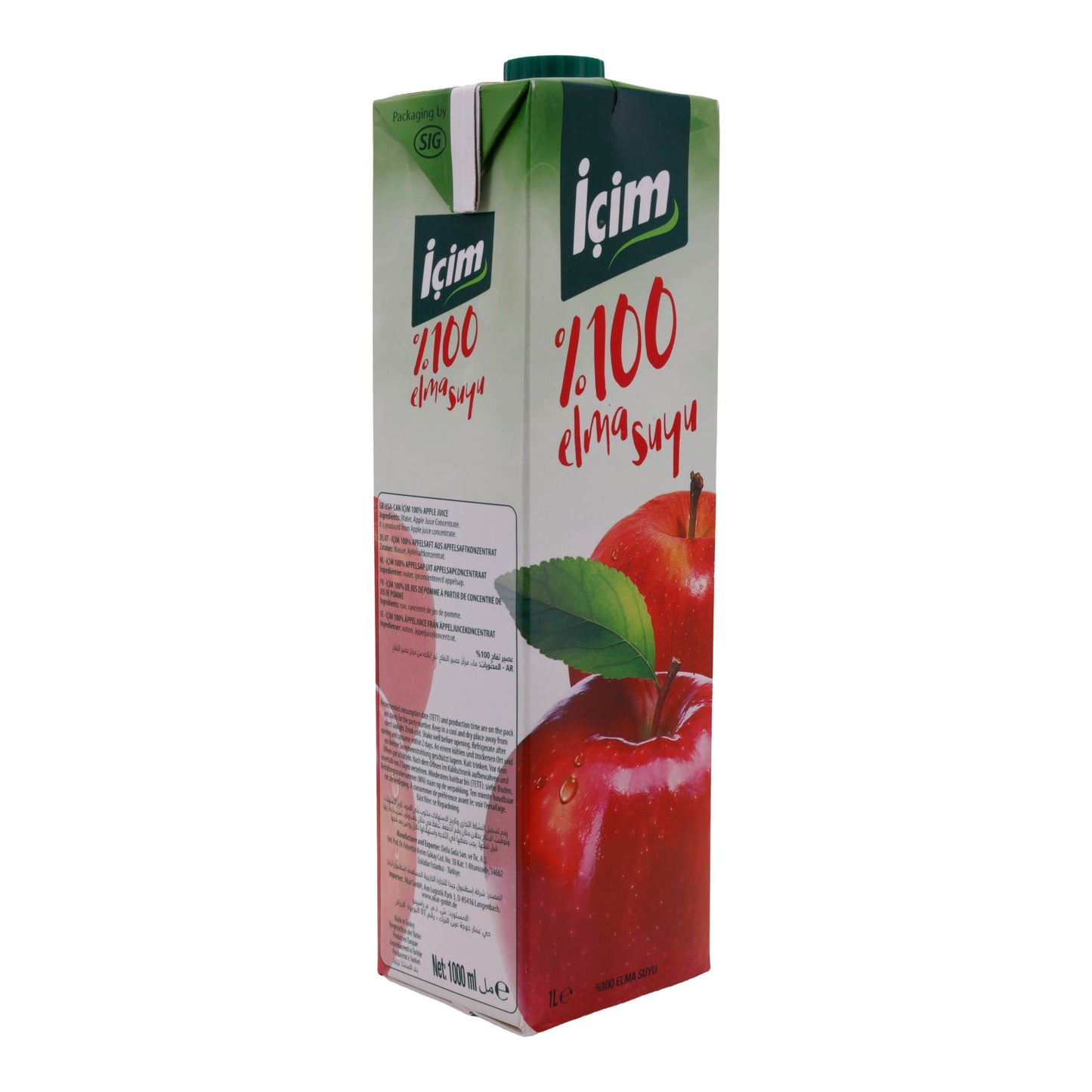 Apfelsaft İçim | 100 % reiner | Frisch, 1-Liter-Verpackung | 1 L ICIM