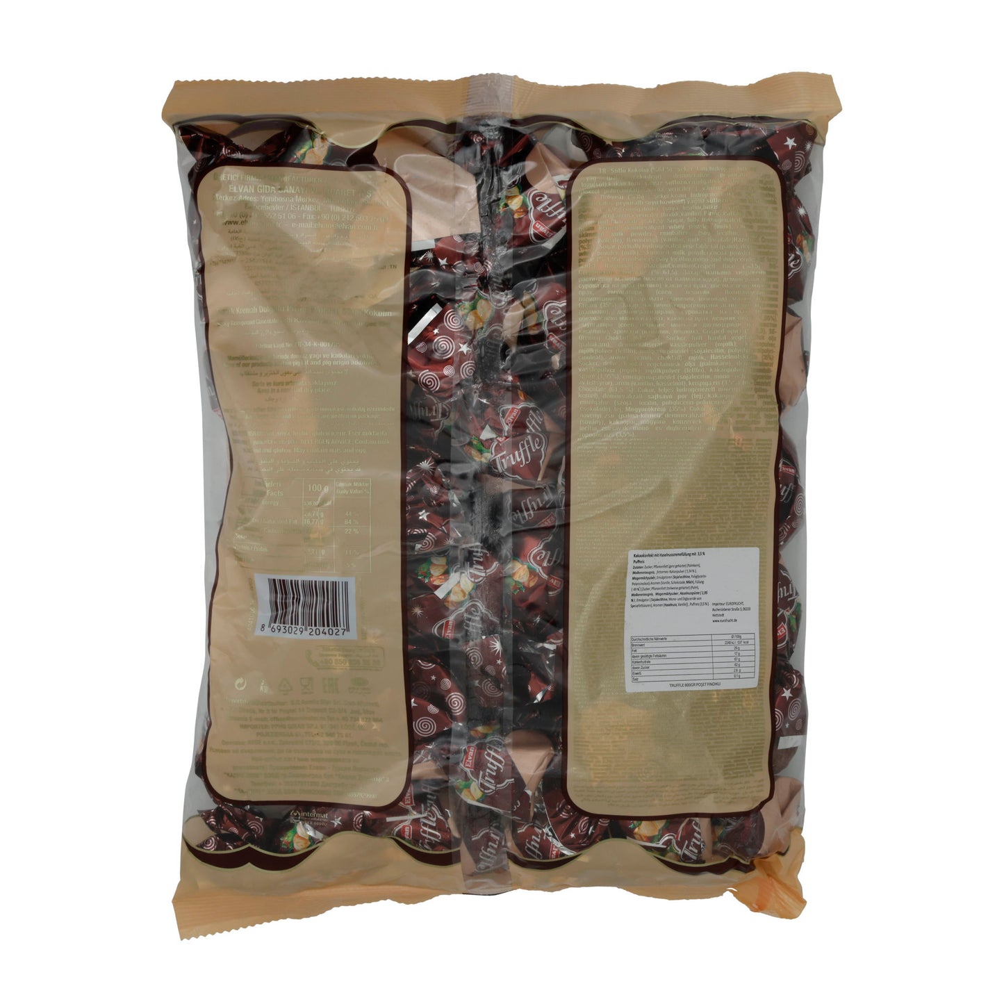 Chocoladetruffel Elvan | Truffel Hazelnoot | met gepofte rijst | 800 g