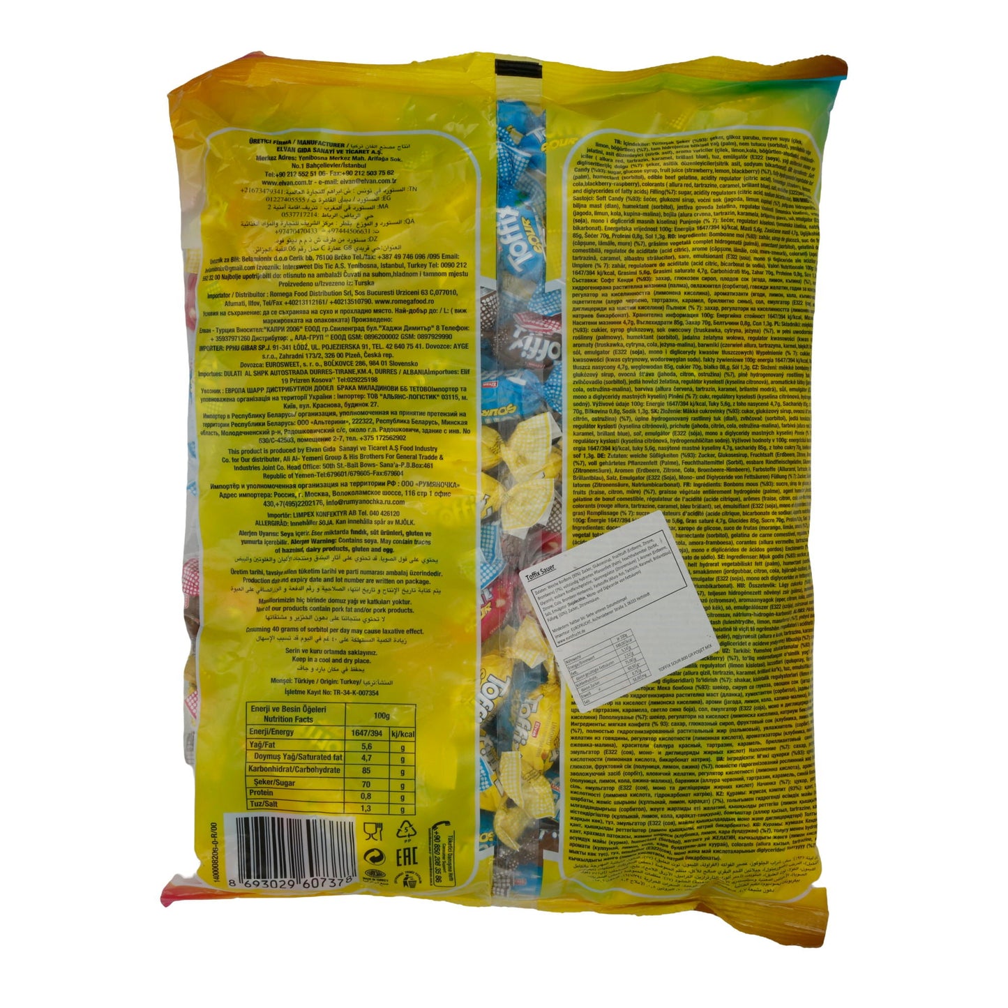 Fruchtgummis Toffix - Elvan | Sour | Weich, mit saurer Füllung | 800 g ELVAN