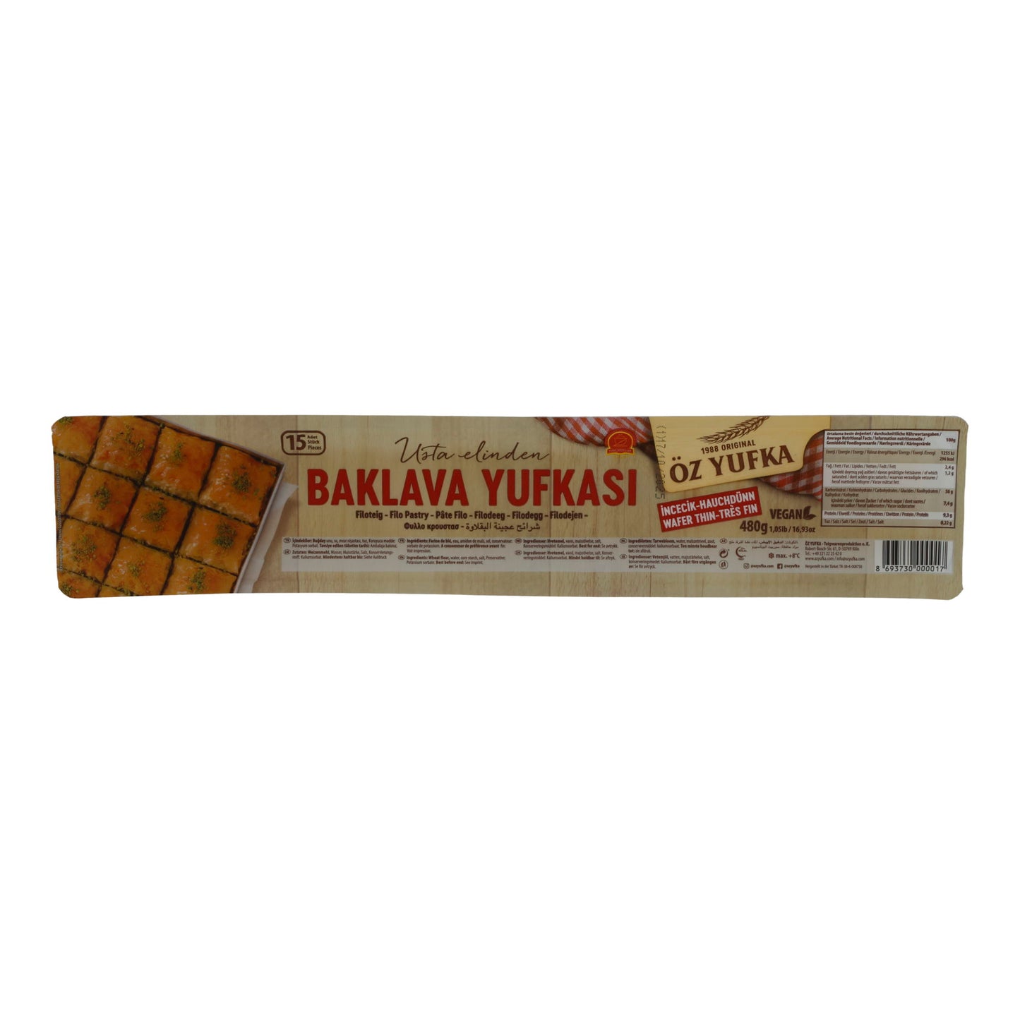 Filoteig Öz Yufka Baklava Yufkasi | Extra dünn | Für orientalische Süßspeisen | 480 g