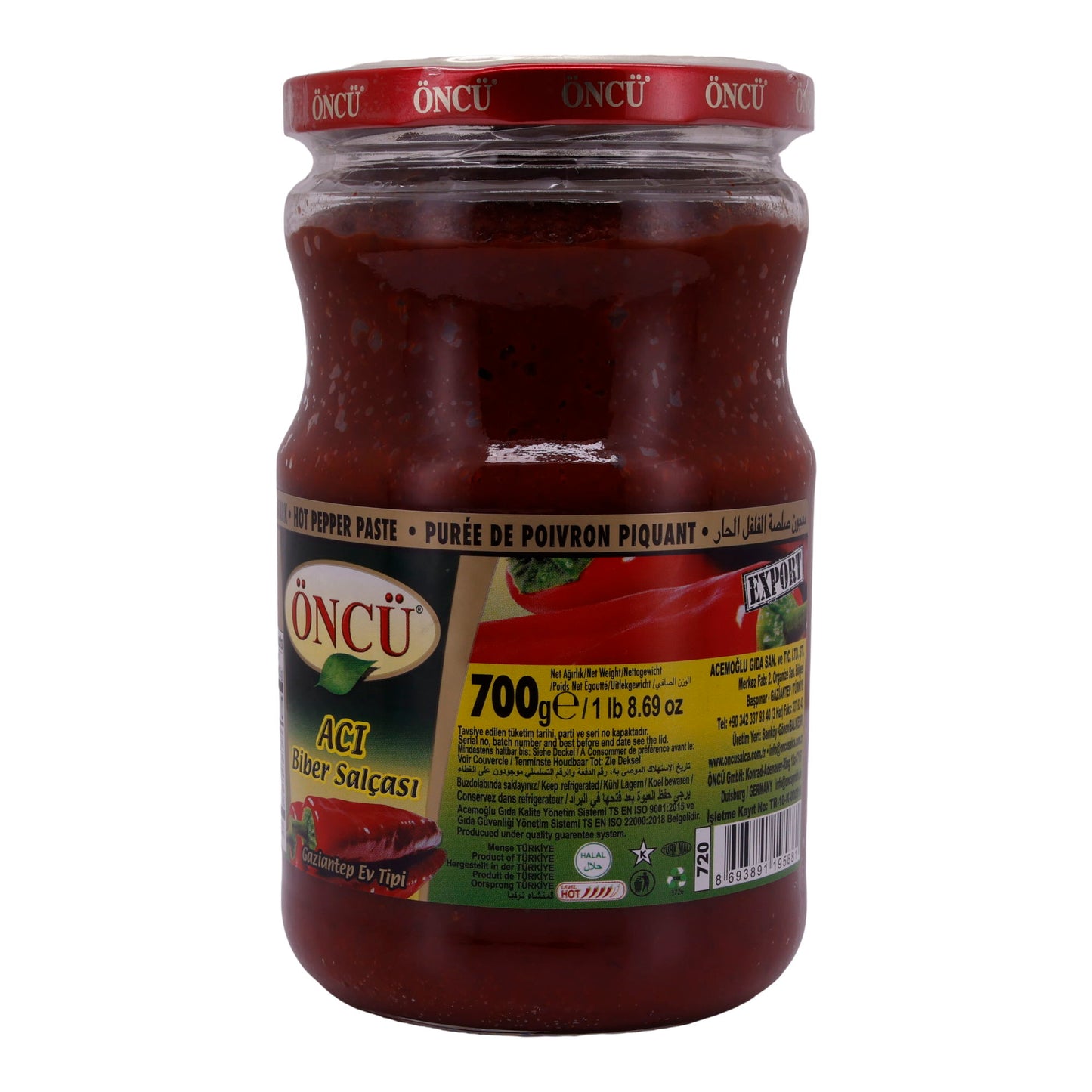 Pasta di peperoncino Öncü | Aci Biber Salçası | Piccante, stile Gaziantep | 700 g