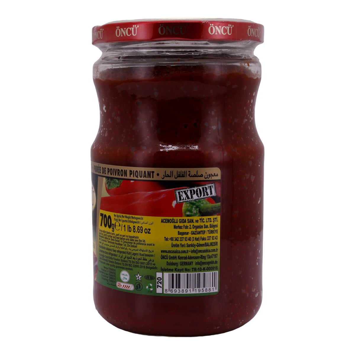 Paprikapaste Öncü | Aci Biber Salçası | Scharf, Gazianteper Art | 700 g ÖNCÜ