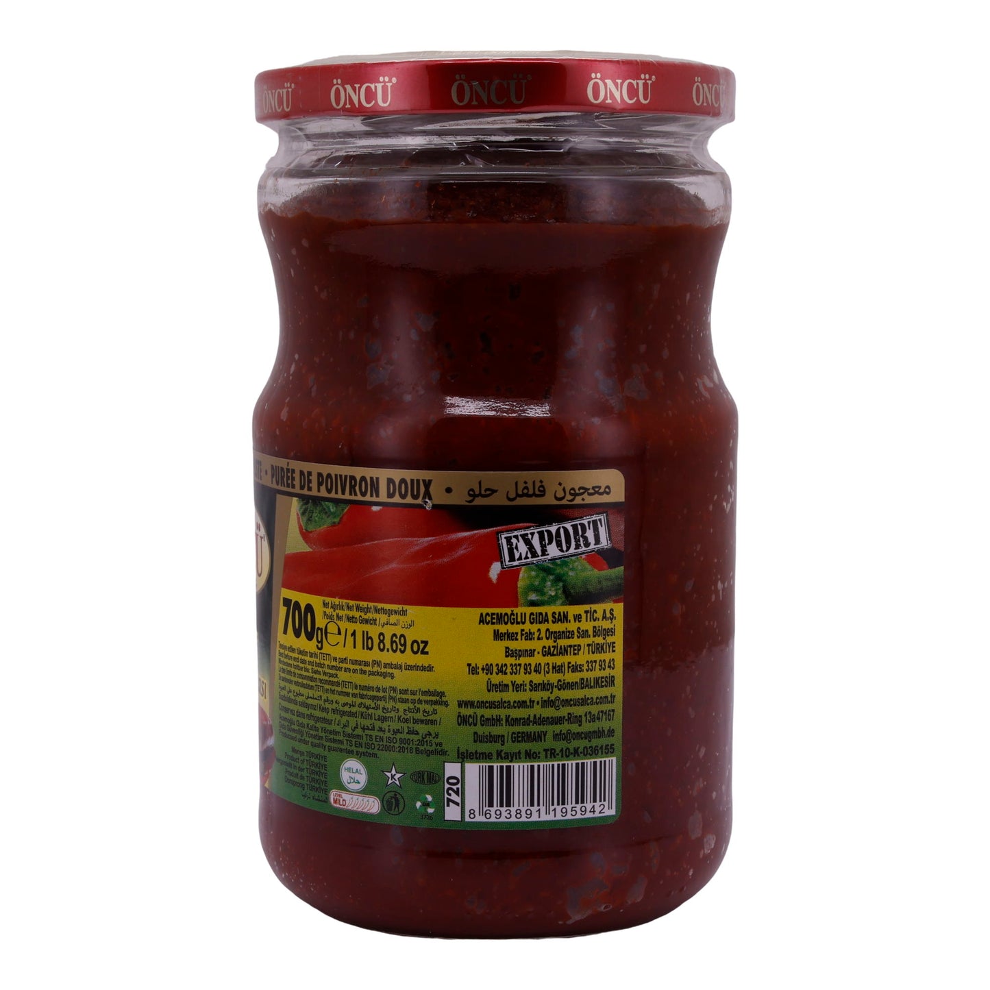 Paprikapasta Öncü | Tatli Biber Salçası | Zoet, voor sauzen & dips | 700 g