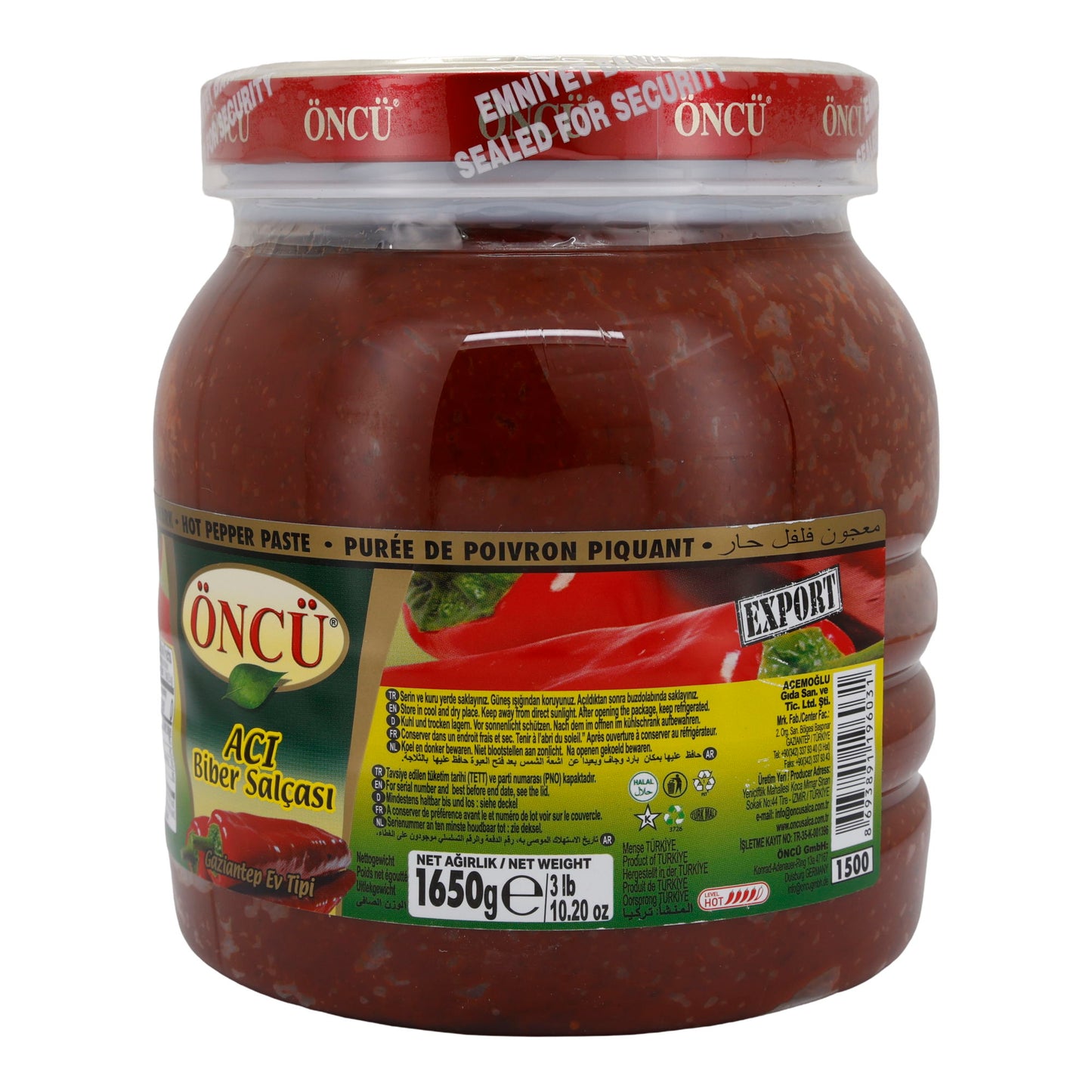 Paprikapasta Öncu | Acı Biber Salçası | Pittig, Gaziantep Huisstijl | 1650 g