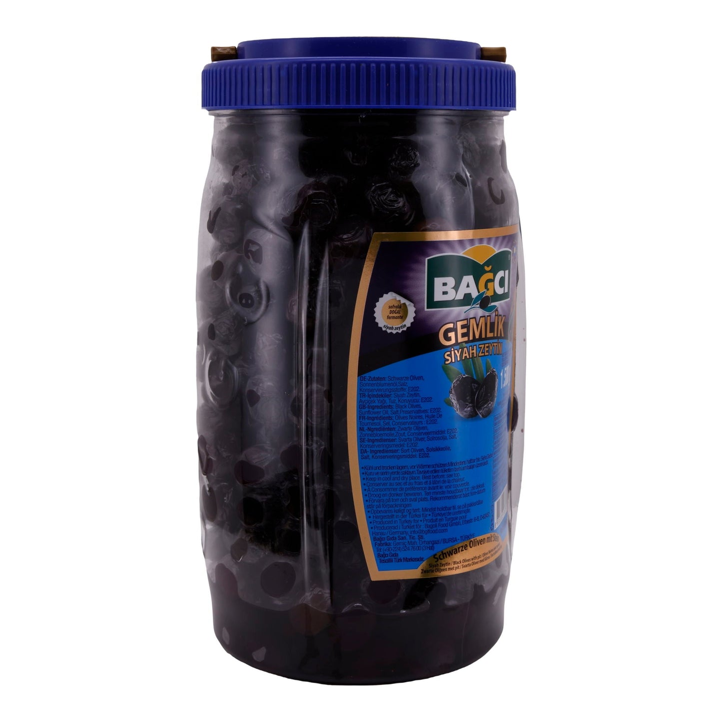 Oliven Bağcı Gemlik | Schwarze Oliven mit Stein | Aromatische und hochwertige türkische Oliven | 1,5 kg BAGCI