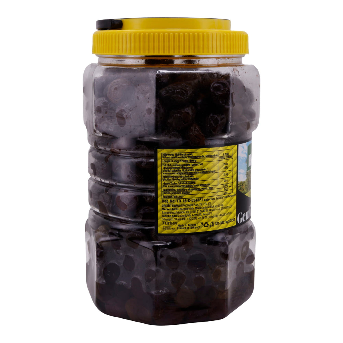 Oliven Bağcı | Schwarze Oliven mit Kern | Edle Gemlik Sorte | 1 kg BAGCI