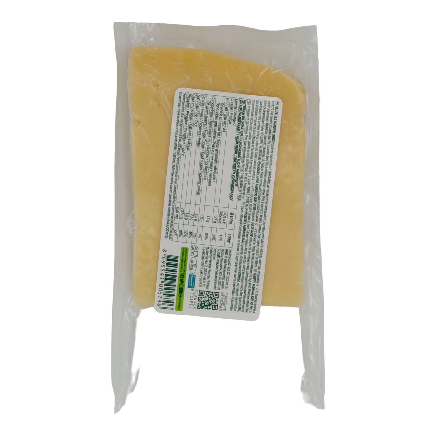 Käse Muratbey Old Kashkaval Cheese | Gereift | Spezialist aus Kuhmilch | 200 g MURATBEY