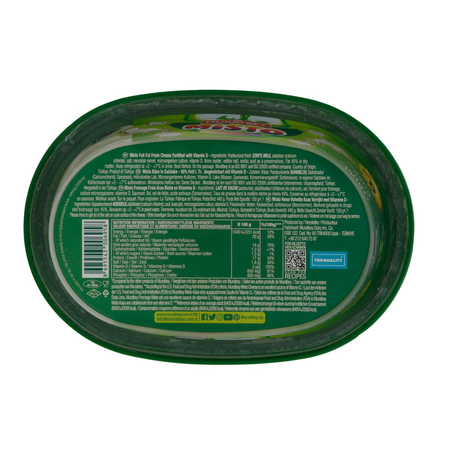 Frischkäse Muratbey Misto | Frischkäse | Cremig mit Vitamin D | 440 g