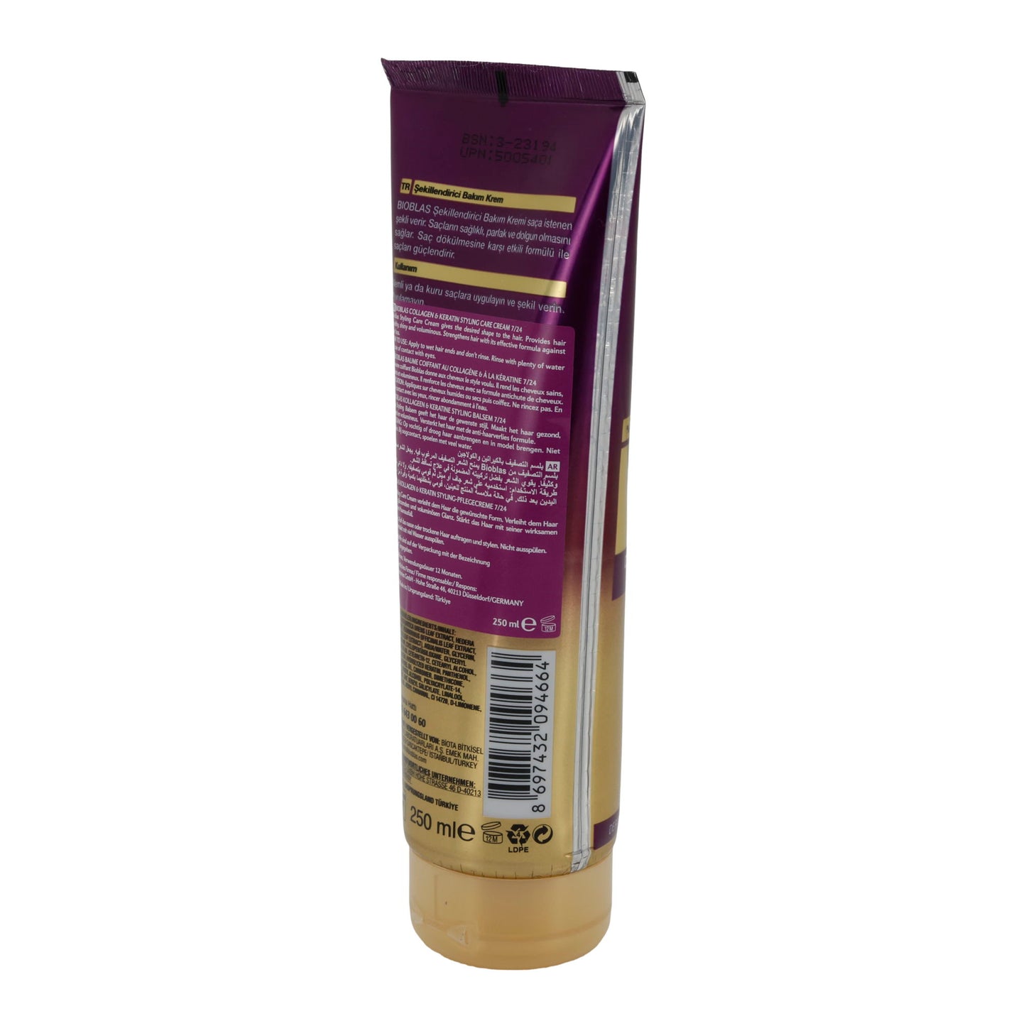 Styling Pflegecreme Bioblas Collagen & Keratin | Haarpflege für Volumen, Glanz und Geschmeidigkeit | 250 ml