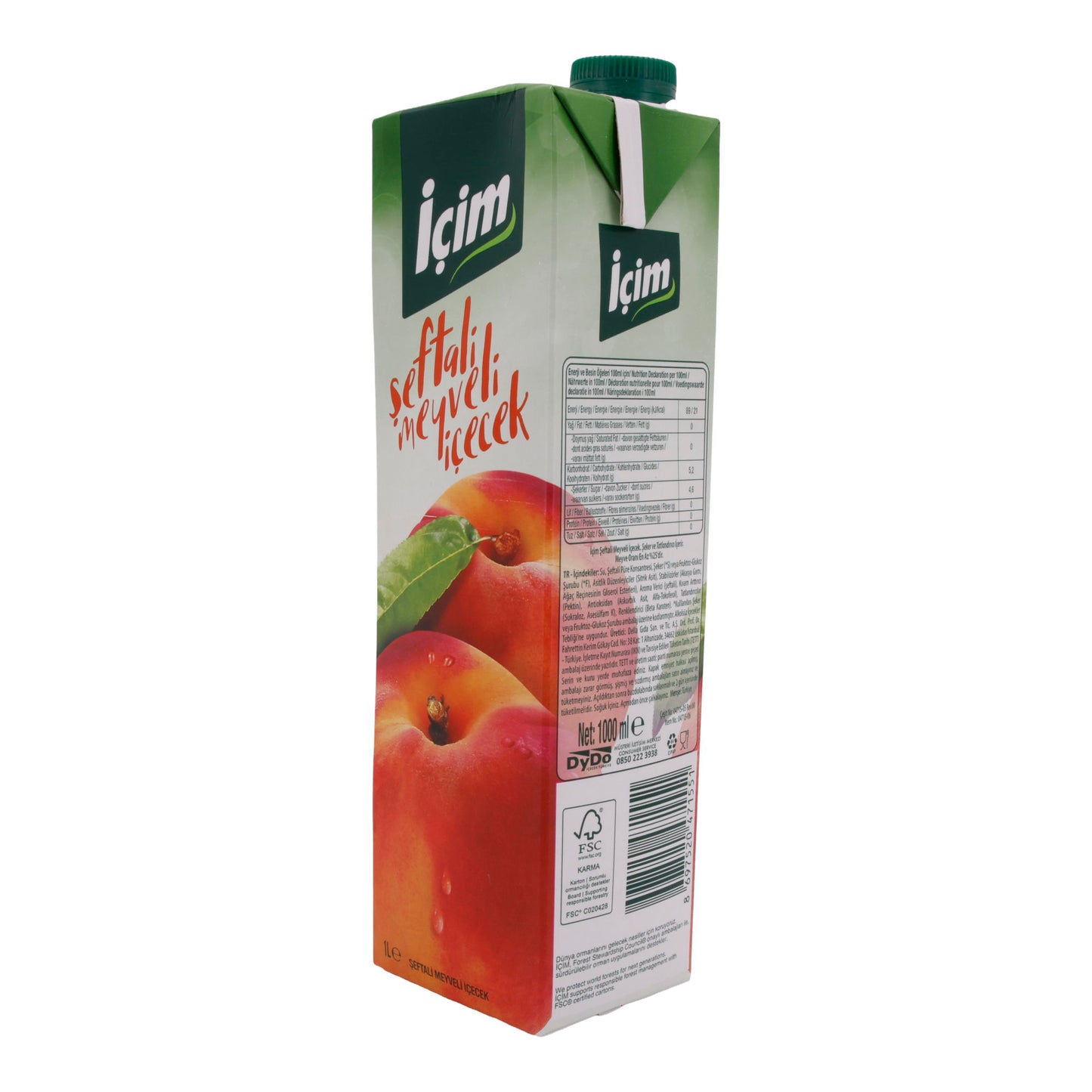 Fruchtgetränk İçim | Pfirsich-Fruchtgetränk | Erfrischend, sonnengereifte Pfirsiche | 1 L