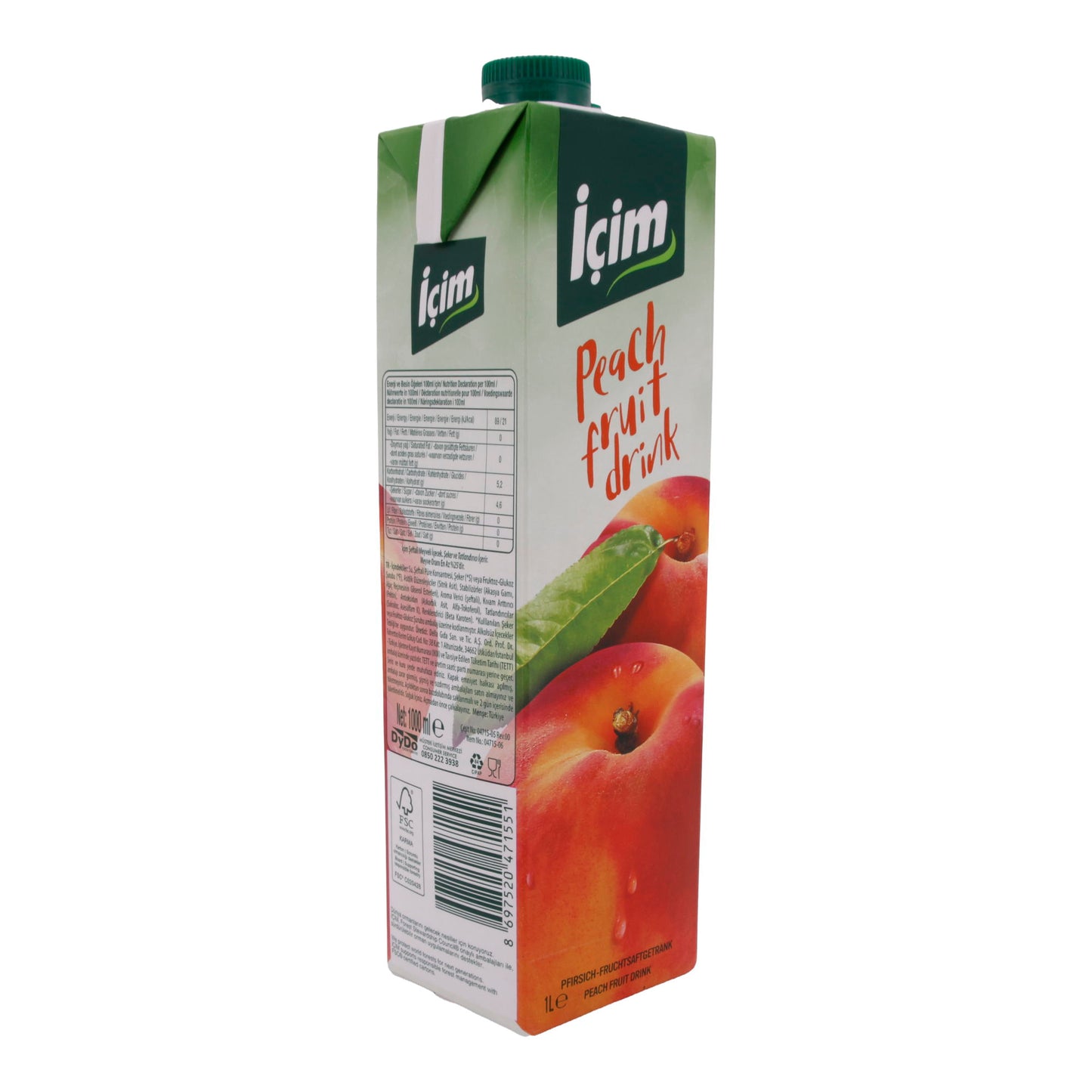 Fruchtgetränk İçim | Pfirsich-Fruchtgetränk | Erfrischend, sonnengereifte Pfirsiche | 1 L