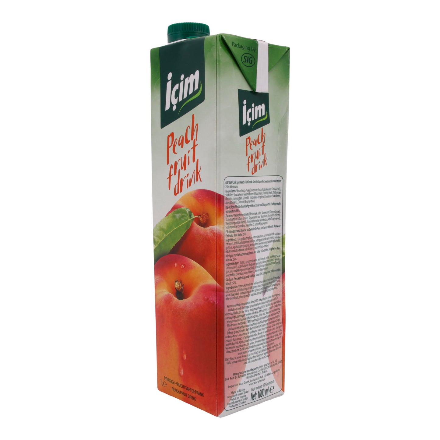 Fruchtgetränk İçim | Pfirsich-Fruchtgetränk | Erfrischend, sonnengereifte Pfirsiche | 1 L