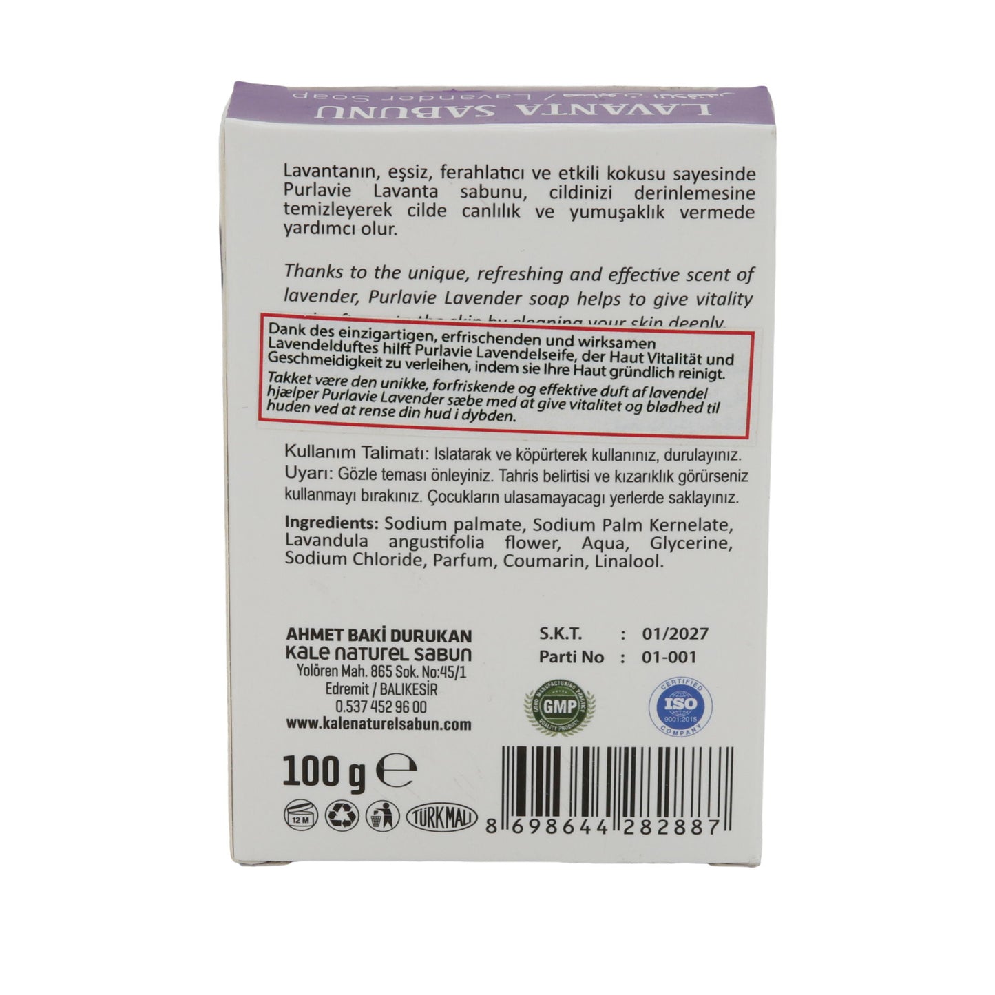 Zeep Purlavie | Lavendelzeep | Vochtinbrengend | 100 g