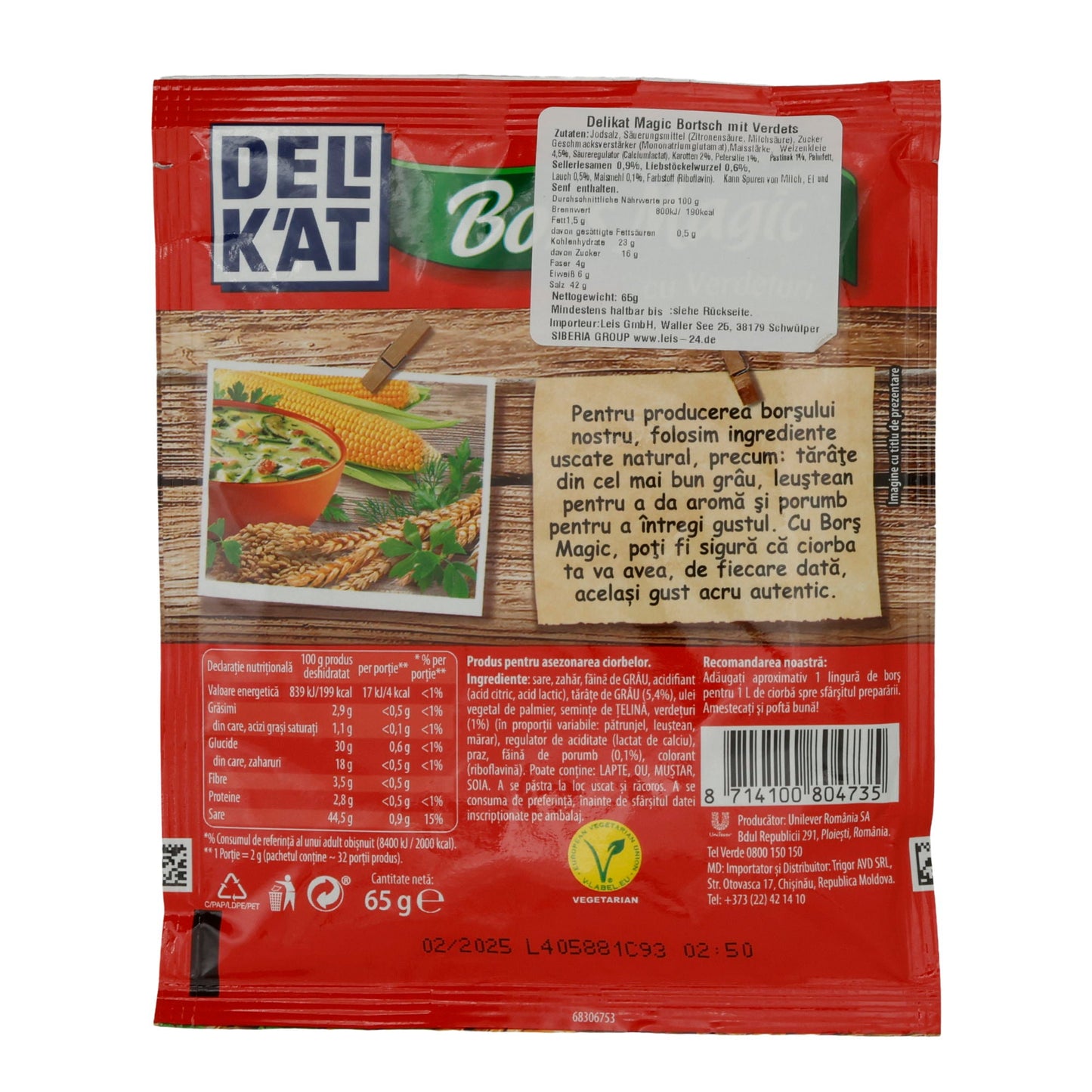 Gewürzmischung Delikat Bors Magic cu Verdețuri | Gewürzmischung | Für traditionellen Borscht | 65 g DELIKAT
