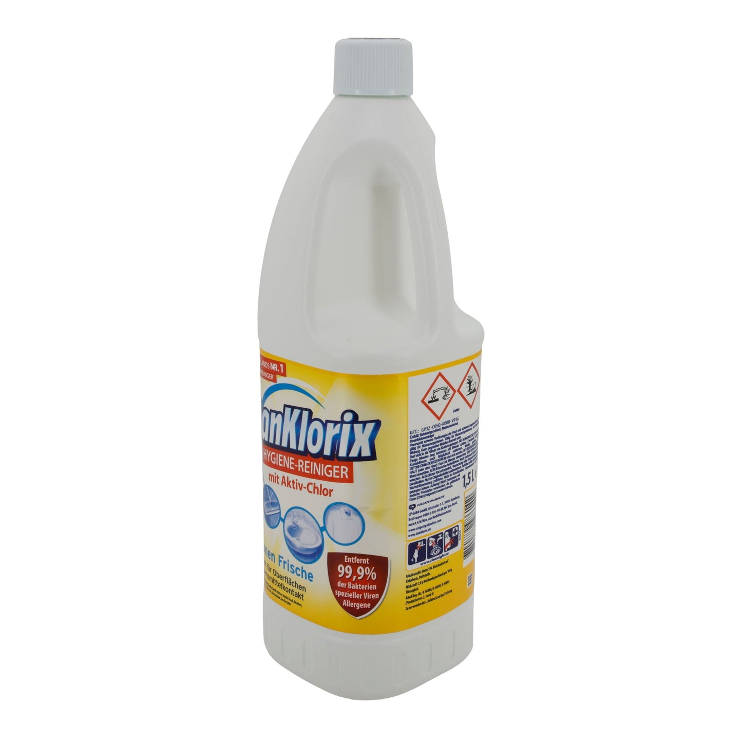 Hygiene-Reiniger DanKlorix | Reiniger | Zitronen Frische mit Aktiv-Chlor | 1,5 l DAN KLORIX