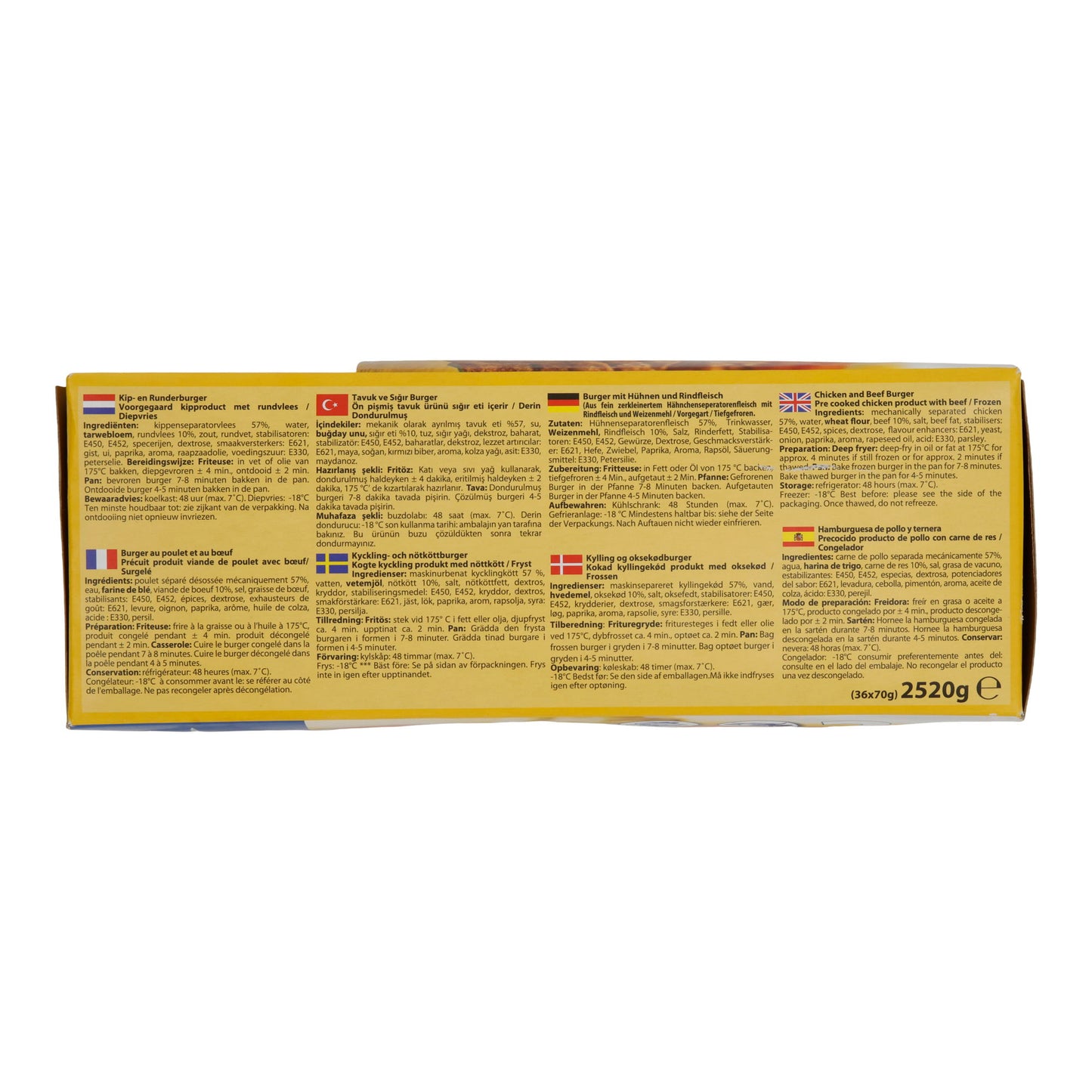 Hamburger di Pollo e Manzo ANUR | Hamburger di pollo e manzo Halal | Surgelato | 36 pezzi (2520 g)