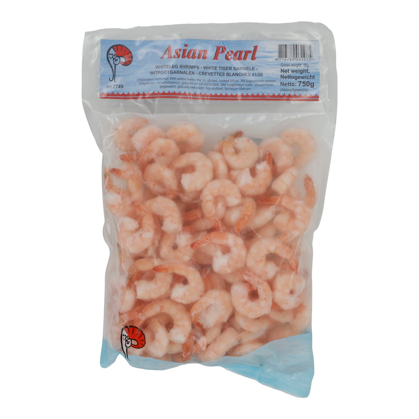 Garnelen Asian Pearl | Whiteleg Shrimps | Vorgekocht, vielseitig | 750 g