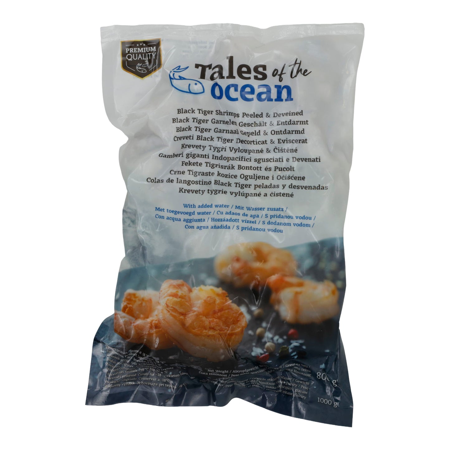Garnelen Tales of the Ocean | Garnelen | Black Tiger, Kabukları Soyulmuş ve Bağırsakları Temizlenmiş, Boyut 41/50, Derin Dondurulmuş | 100g