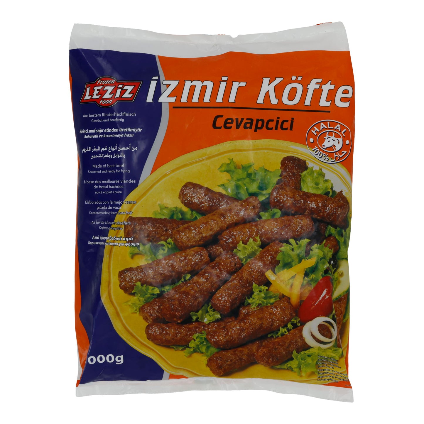 Izmir Köfte Leziz | Cevapcici Halal | En viande de bœuf, surgelé | 1000 g