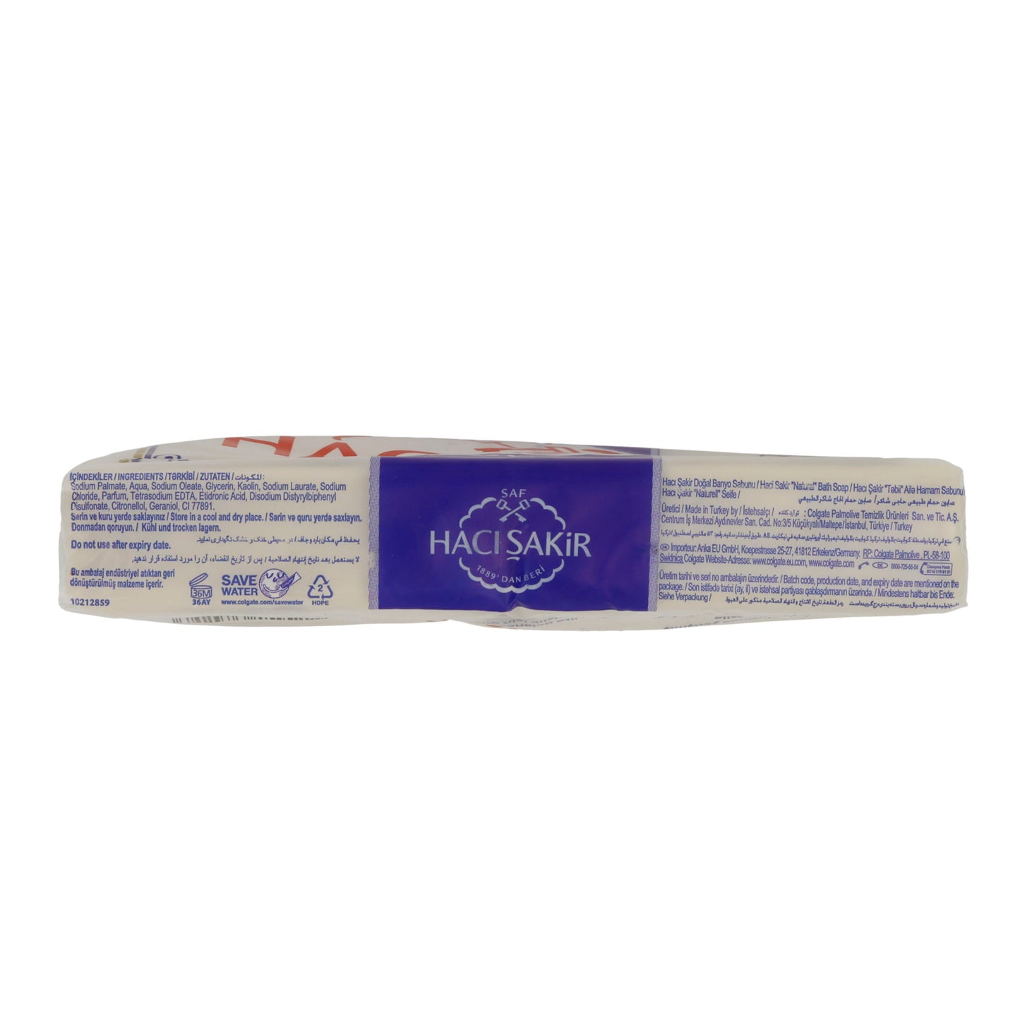 Pure natuurlijke zeep Haci Şakir | Verzorgingszeep | Klassiek Turks | 4x150 g (600 g)