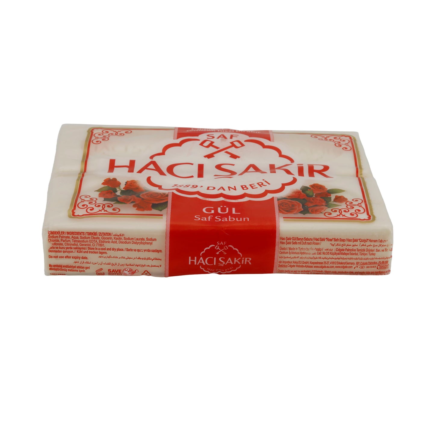 Naturzeep Roos Haci Şakir | Verzorgingszeep | Met rozengeur | 4x150 g (600 g)