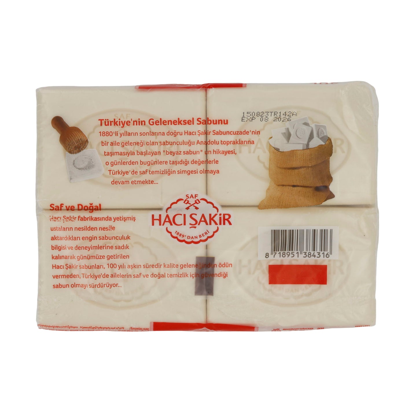 Naturzeep Roos Haci Şakir | Verzorgingszeep | Met rozengeur | 4x150 g (600 g)