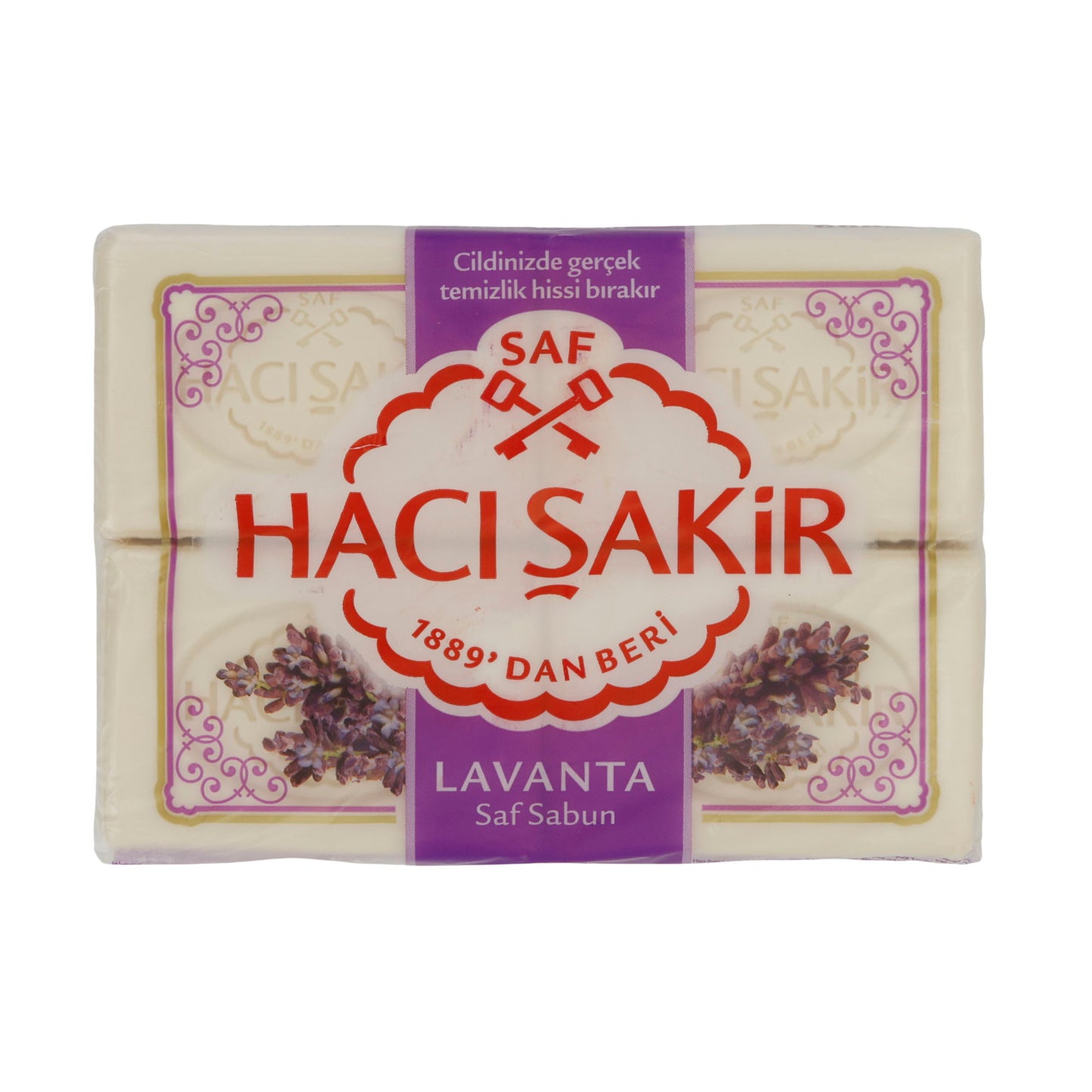 Lavendelzeep Haci Şakir | traditionele Turkse natuurlijke zeep met lavendelgeur | 4-pack (4 x 150 g) | -