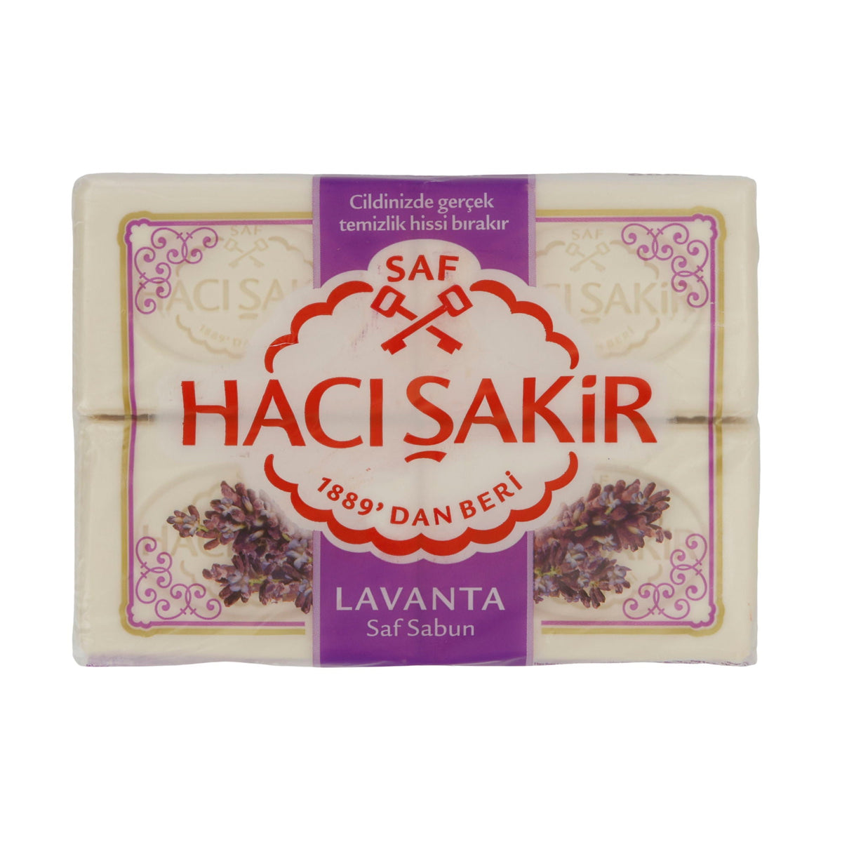Lavendelseife Haci Şakir | traditionelle türkische Naturseife mit Lavendelduft | 4er Pack (4 x 150 g) | - HACI SAKIR