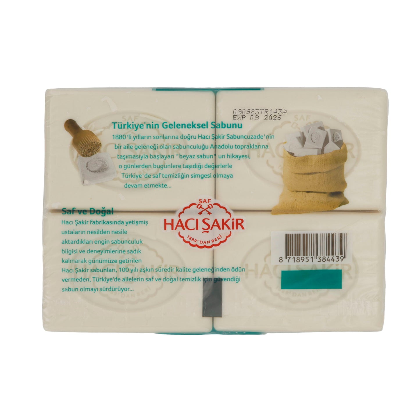 Savon naturel Reine Haci Şakir | Savon de soin | Traditionnel turc | 4x200 g (800 g)